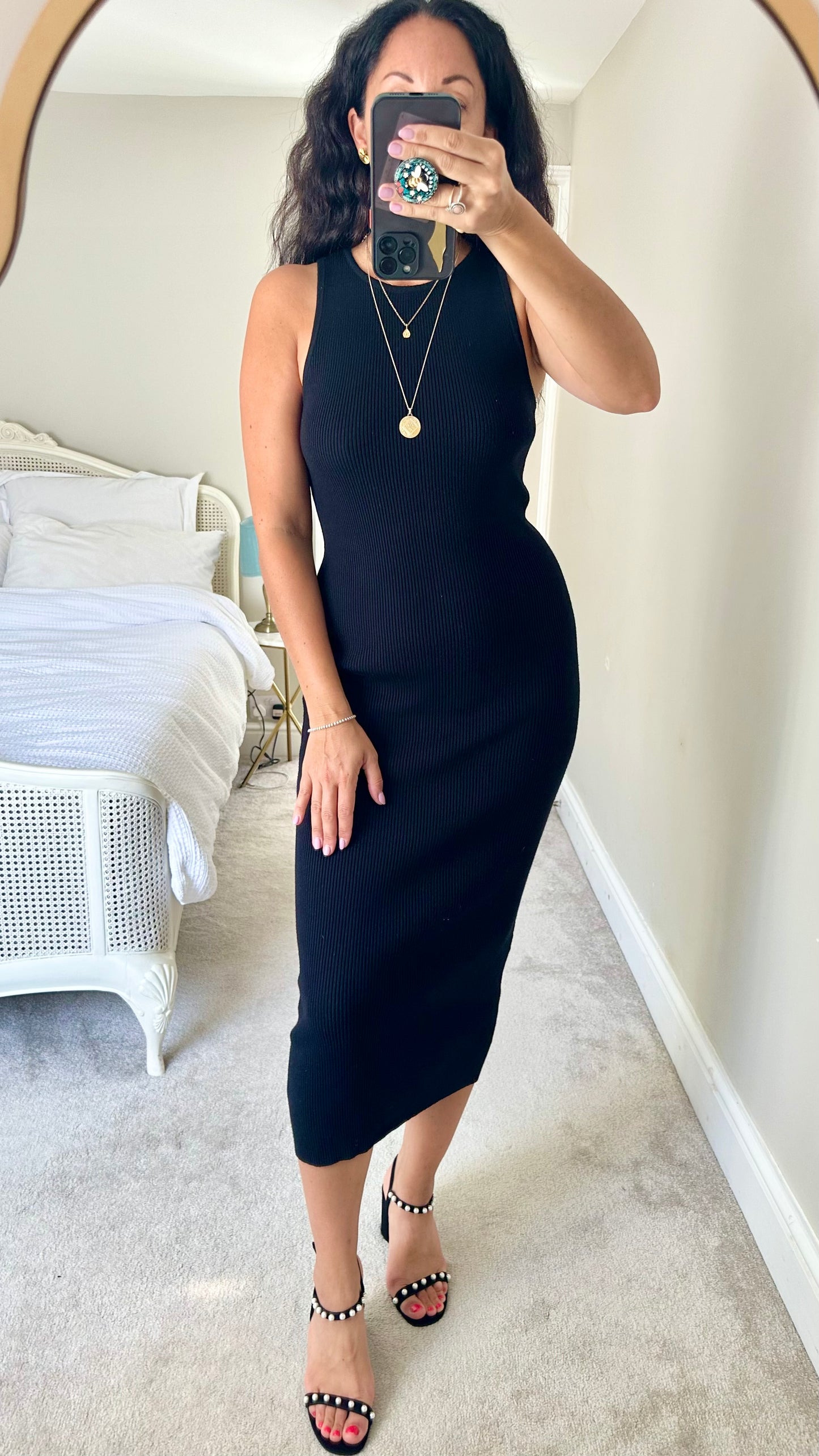 Pretty Lavish ribbed knitted midi dress medium UK 12 vgc