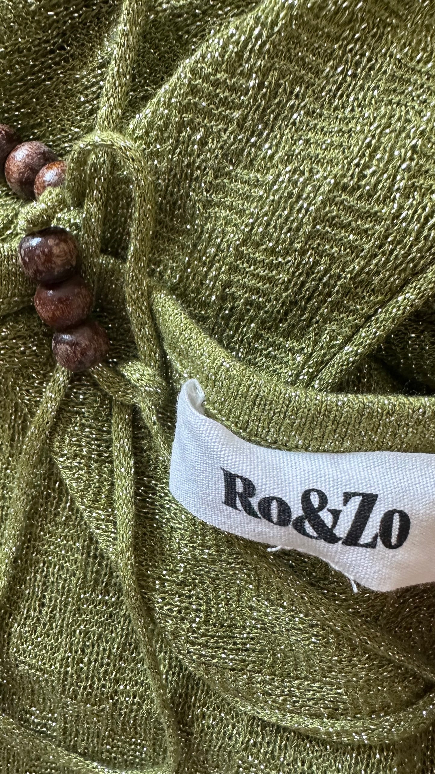 Ro & Zo khaki green shimmer maxi long tall sheer event beach holiday boho dress large UK 14 vgc