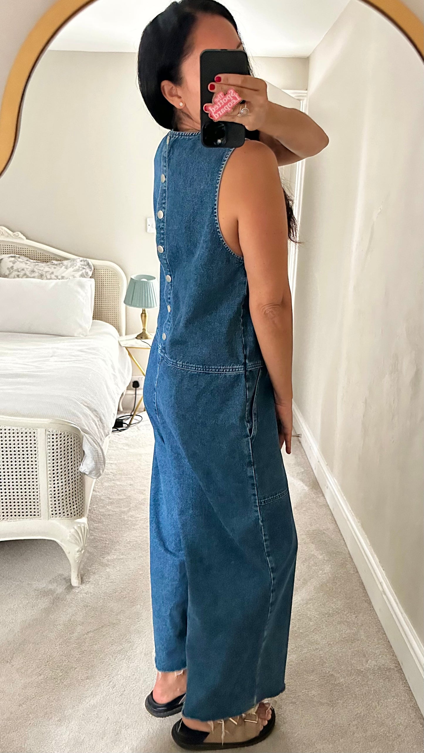 Selected Femme @ Anthropologie denim jeans v neck jumpsuit trousersuit medium UK 12 new