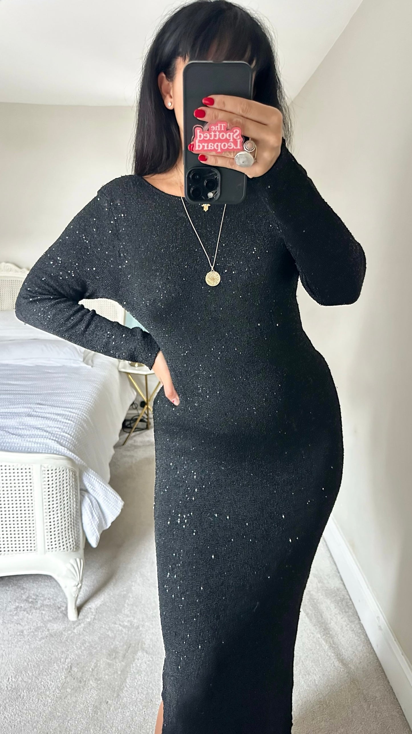 Selected femme @ Anthropologie black shimmer double split party event maxi dress medium M UK 10-12 BNWT