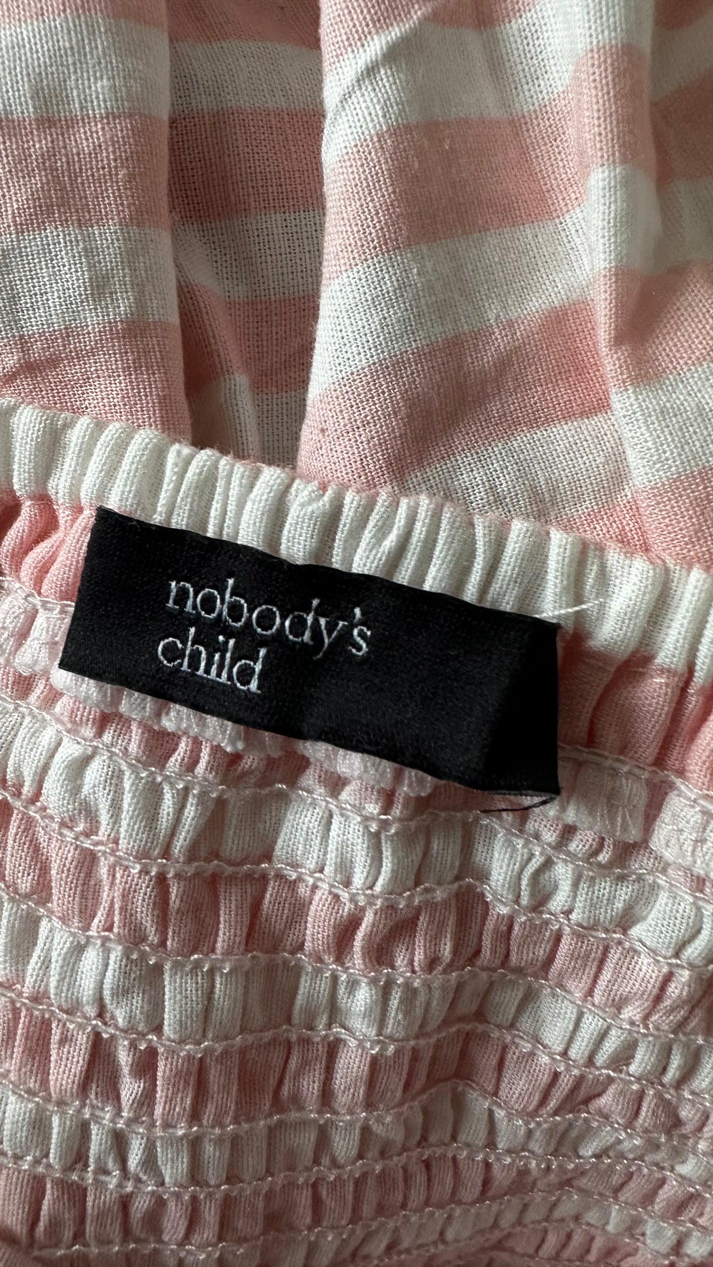 Nobody’s Child pink white stripe organic cotton holiday dress mini small UK 10 vgc