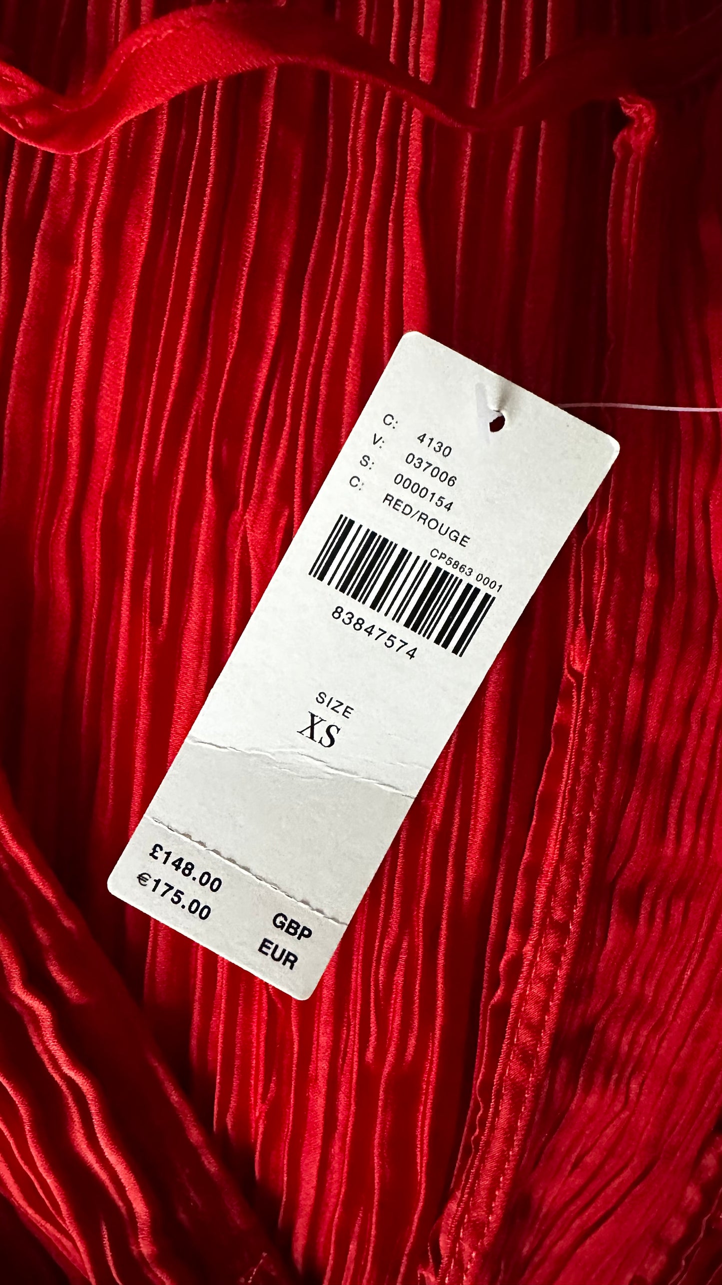 Anthropologie coral red plissé midi event wedding guest dress small UK 6-8-10 new bnwt