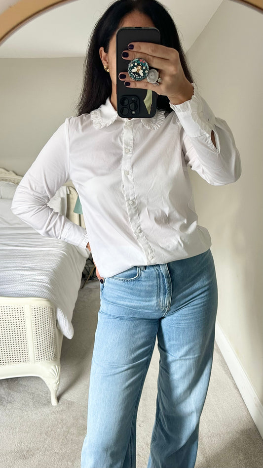 Selected Femme @Anthropologie white frill collar shirt extra small XS UK 6 8