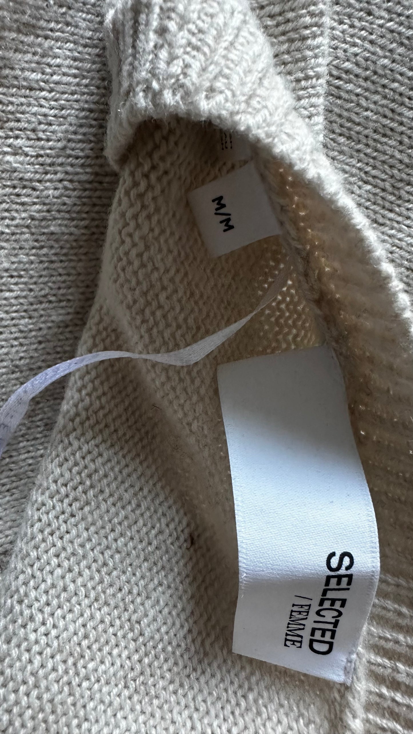 Selected Femme @ Anthropologie cream stone wool blend knitted cardigan jumper medium UK 12 vgc