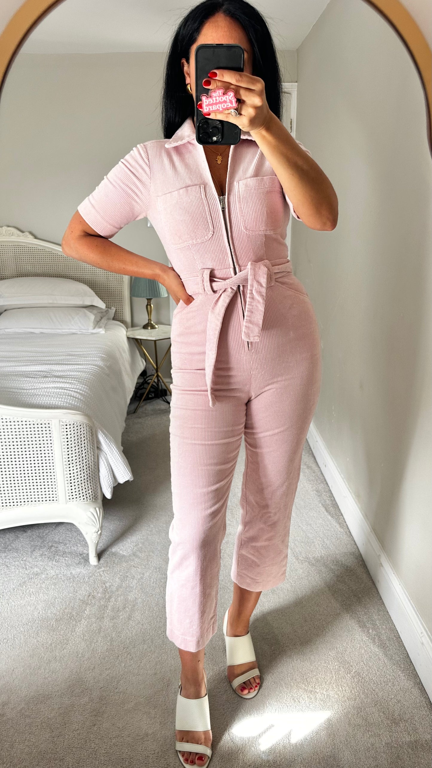 & other stories light pink rose corduroy jumpsuit playsuit boiler suit small UK 8 vgc