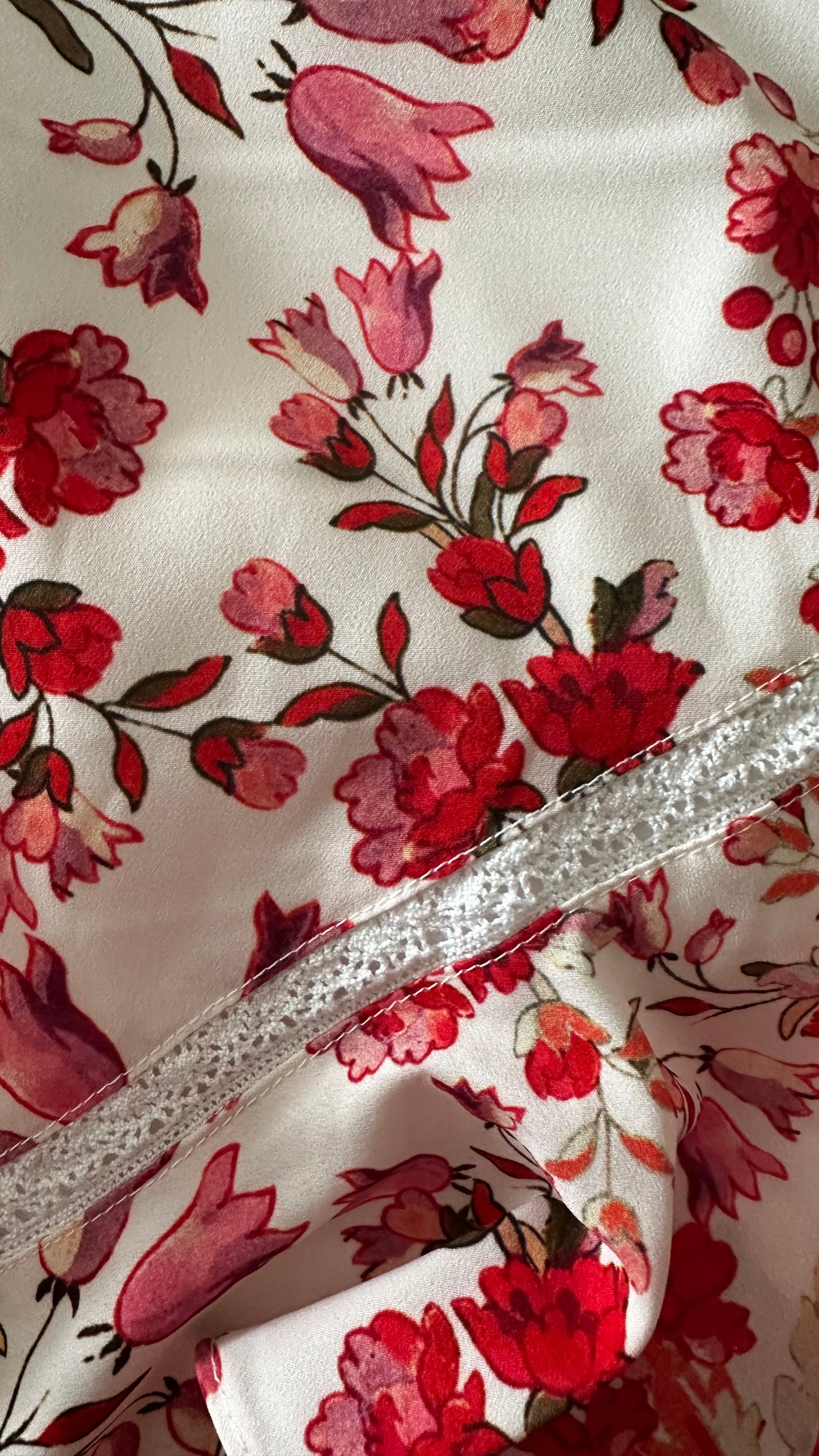 Hope & Ivy red cream floral tiered wedding guest dress small UK 8 vgc