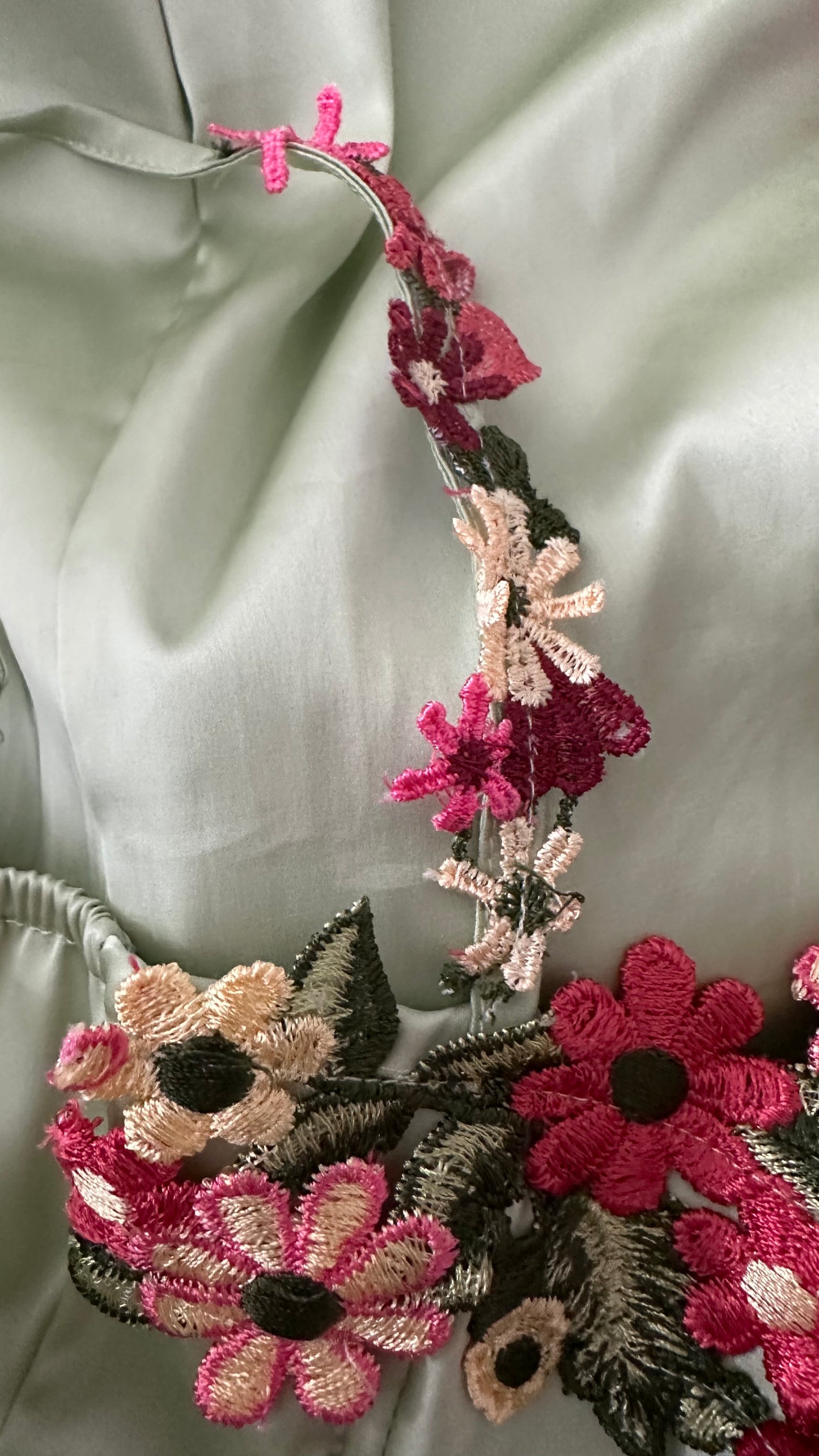 Lime green pink floral evening event dress midi long small UK 8-10 slip vgc