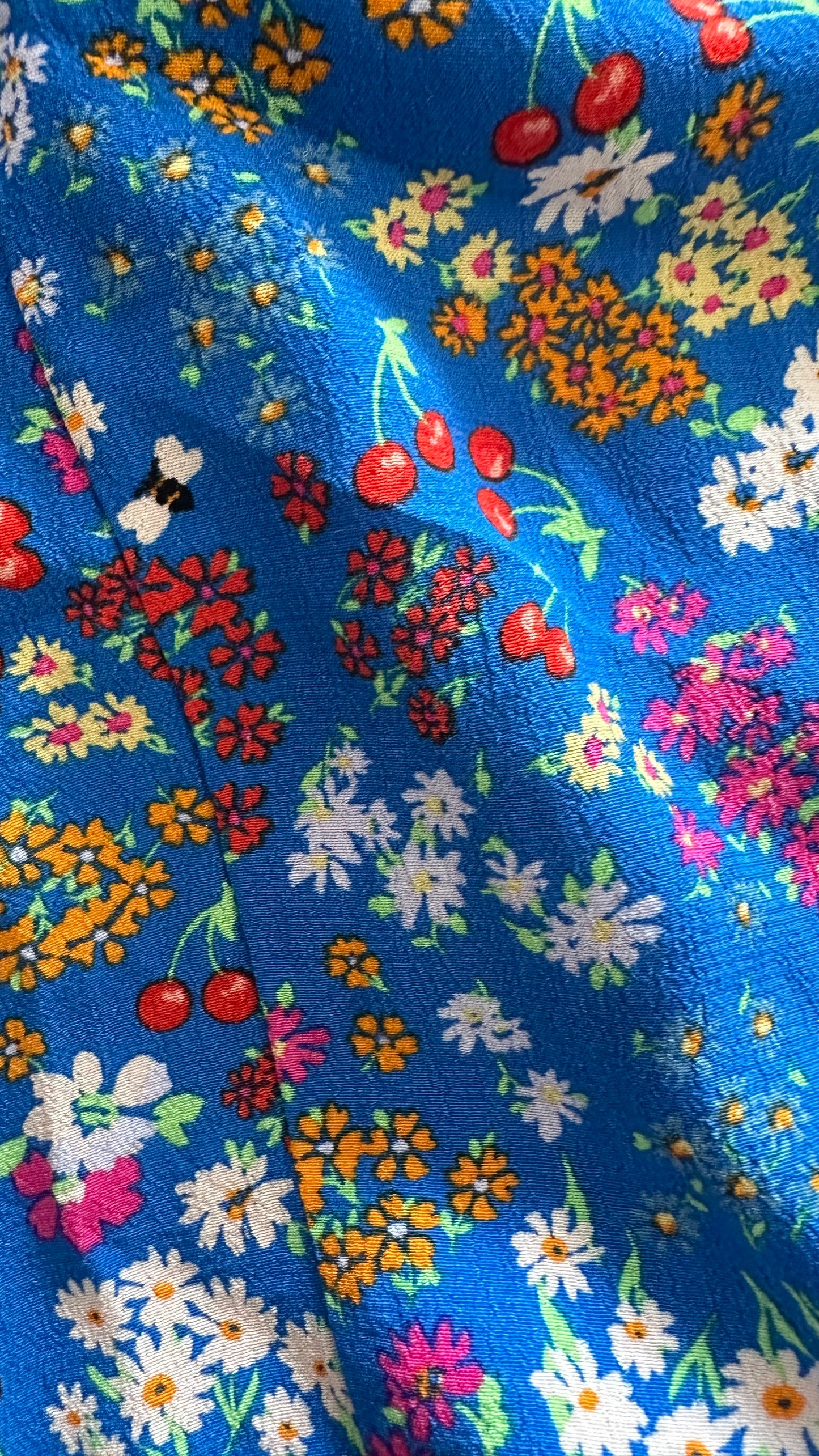 Nobody’s Child bright blue bee floral midi dress small medium UK 10 14 vgc