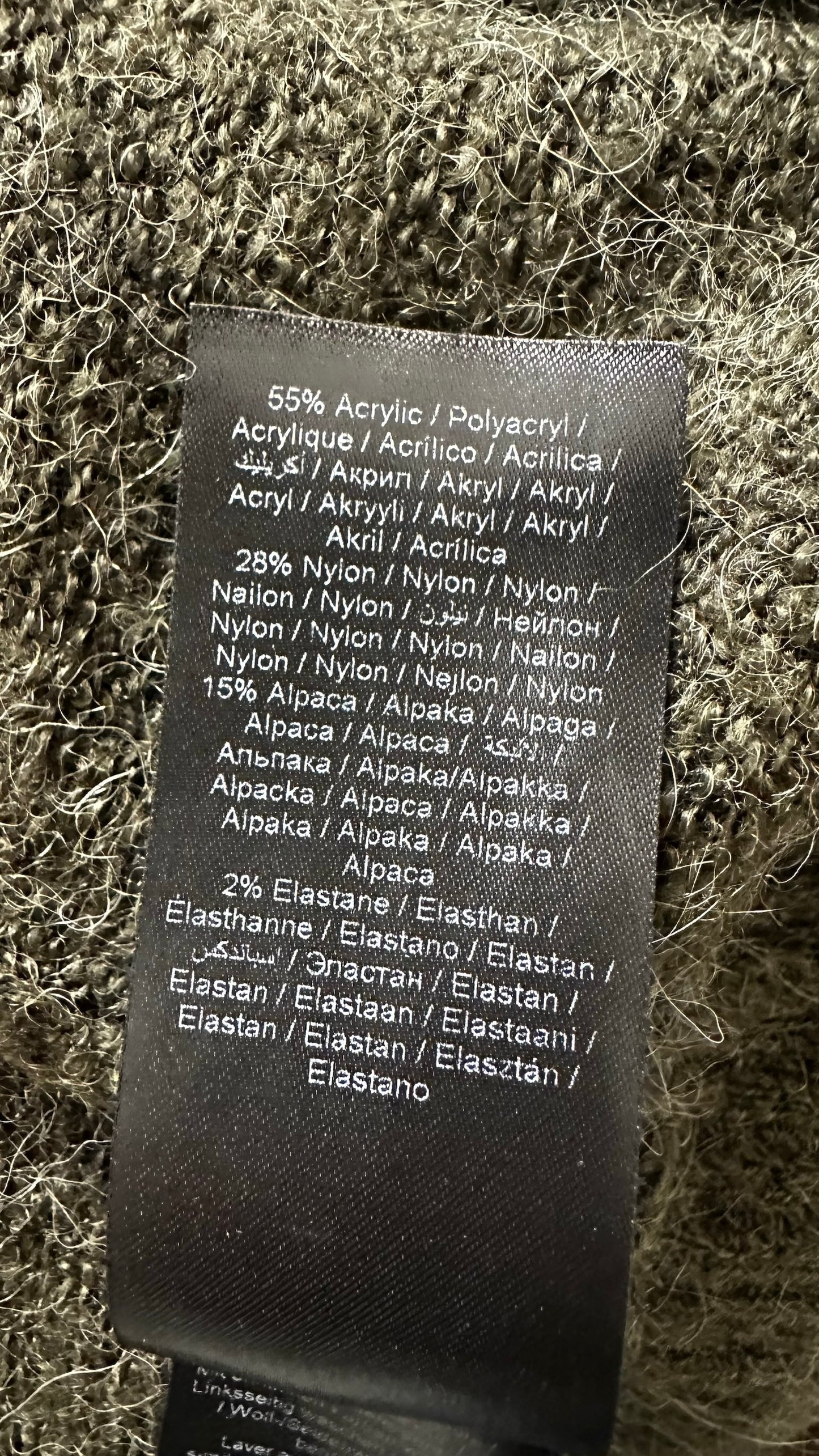 Ichi olive khaki green alpaca wool blend knitted jumper large UK 12 vgc XMS25