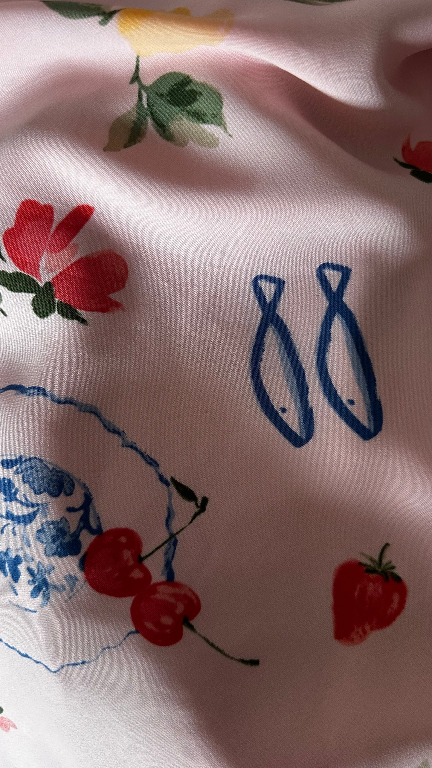 Abercrombie & Fitch pink rose fish print Italian midi long dress small UK 10 vgc holiday