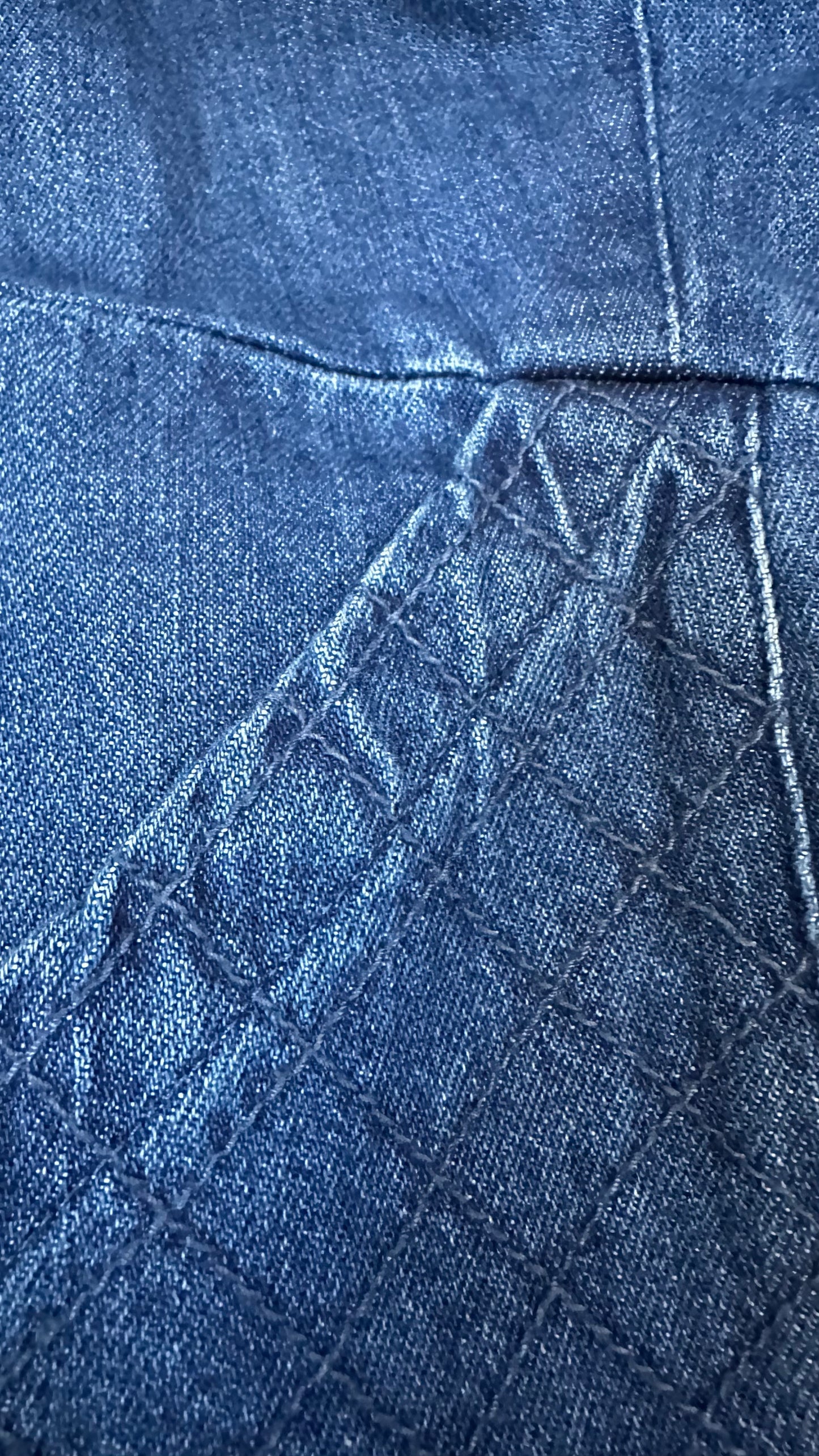 Oliver Bonas blue navy denim jeans medium casual dress mid length UK 14 vgc