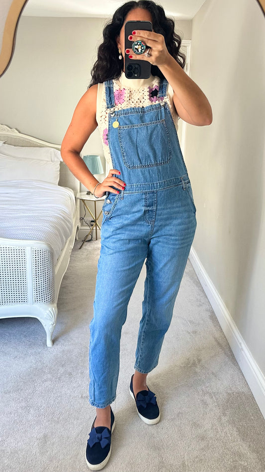 Mango denim jeans jumpsuit dungarees medium UK 10-12 vgc