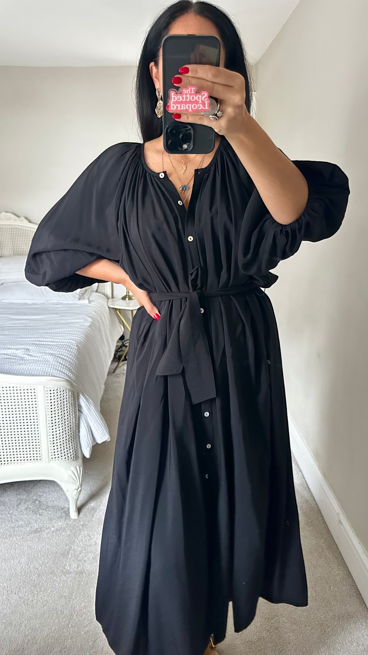 & other stories black button up oversized dress medium UK 12-14 vgc