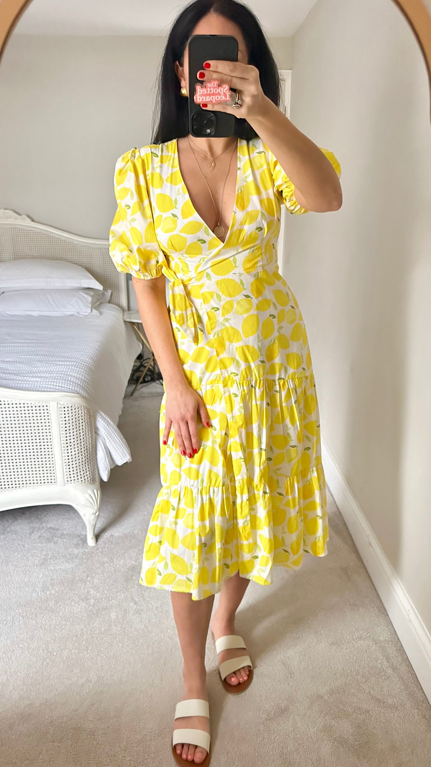 Anthropologie yellow lemon print warp cotton midi event dress extra small UK 6 new bnwt