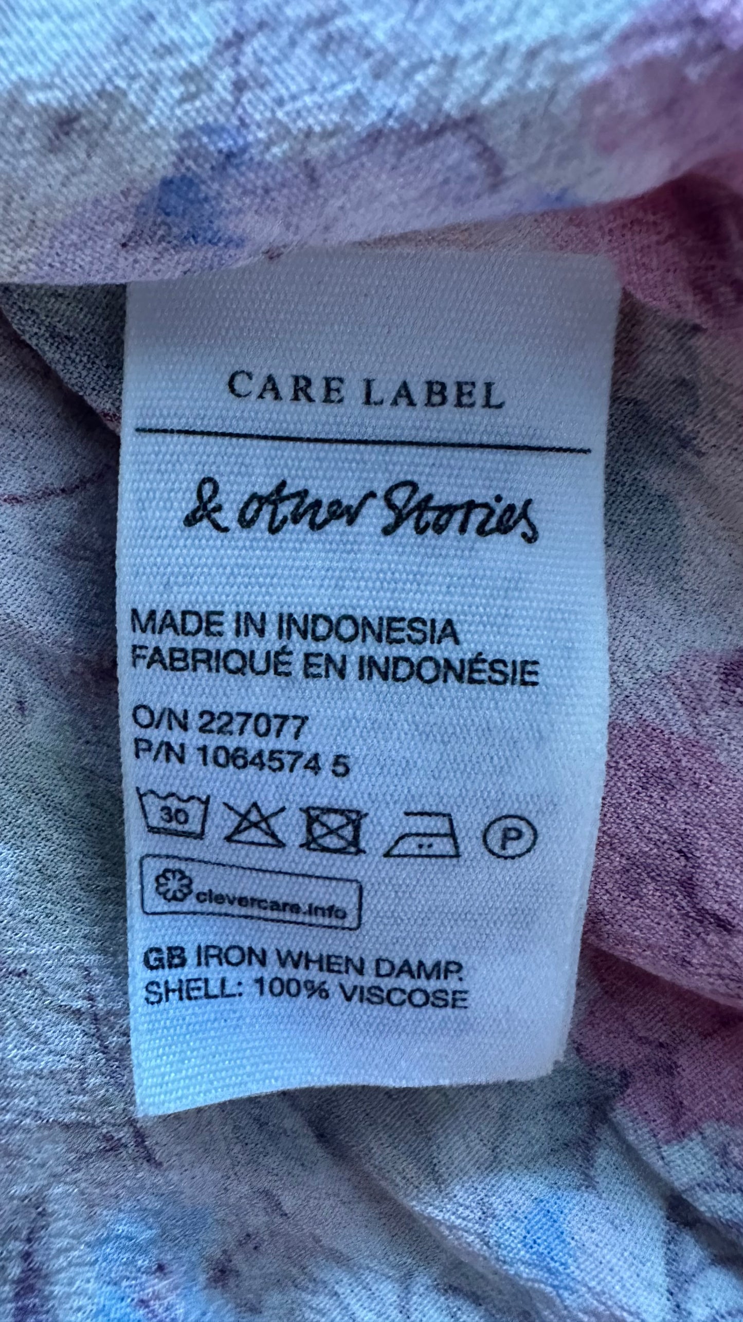 & other stories pink blue beige floral side split midi long dress extra small UK 6 vgc