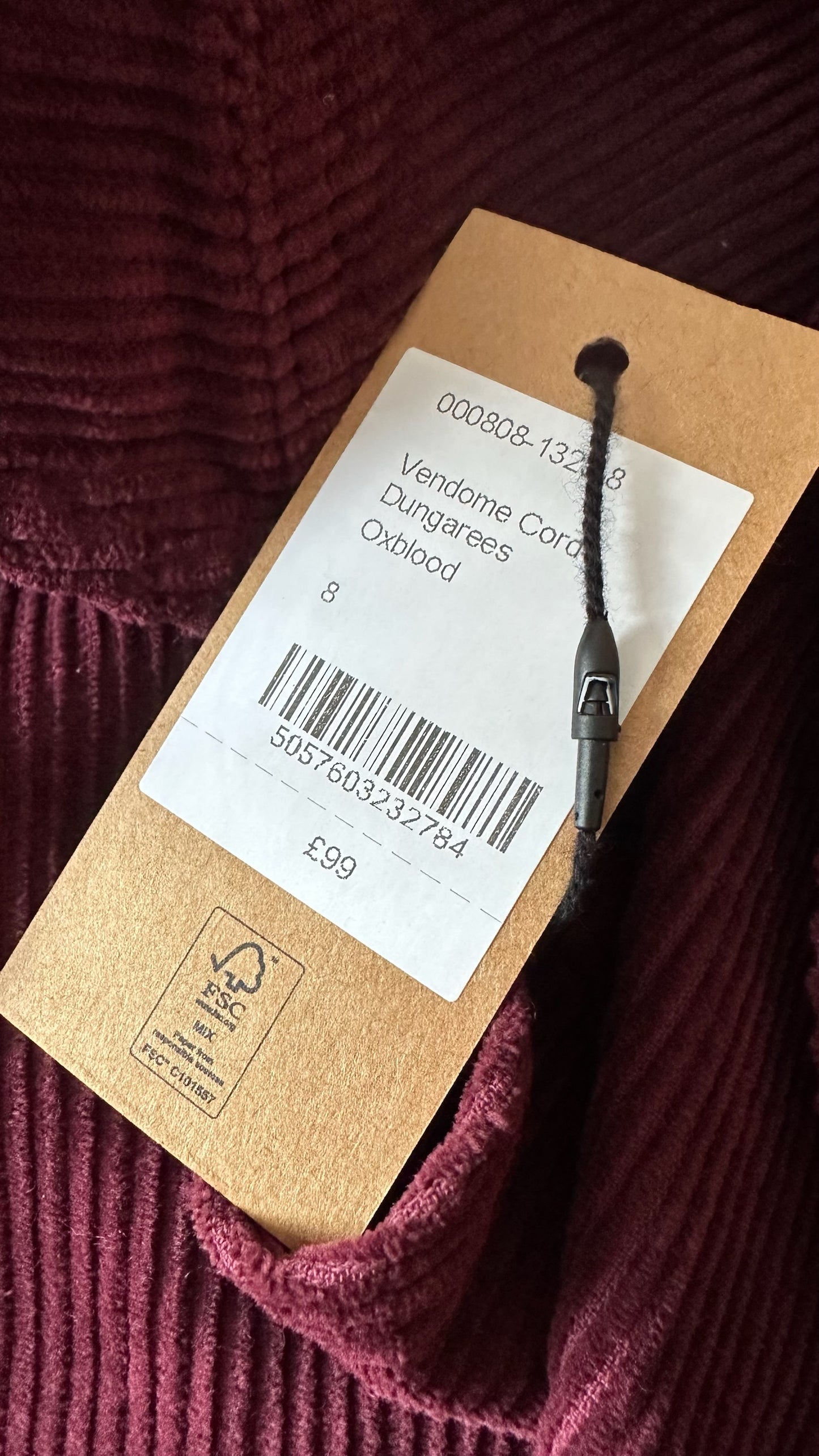 HUSH oxblood red burgundy velvet corduroy dungarees small UK 8 vgc