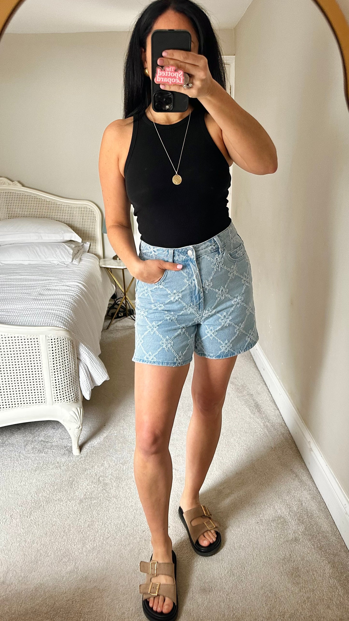 Object @ ASOS light blue denim jeans shorts check gingham small UK 10 vgc