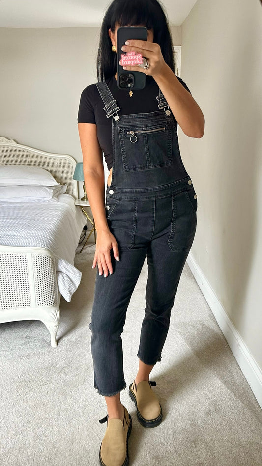 Whistles black charcoal jumpsuit small UK 10 vgc