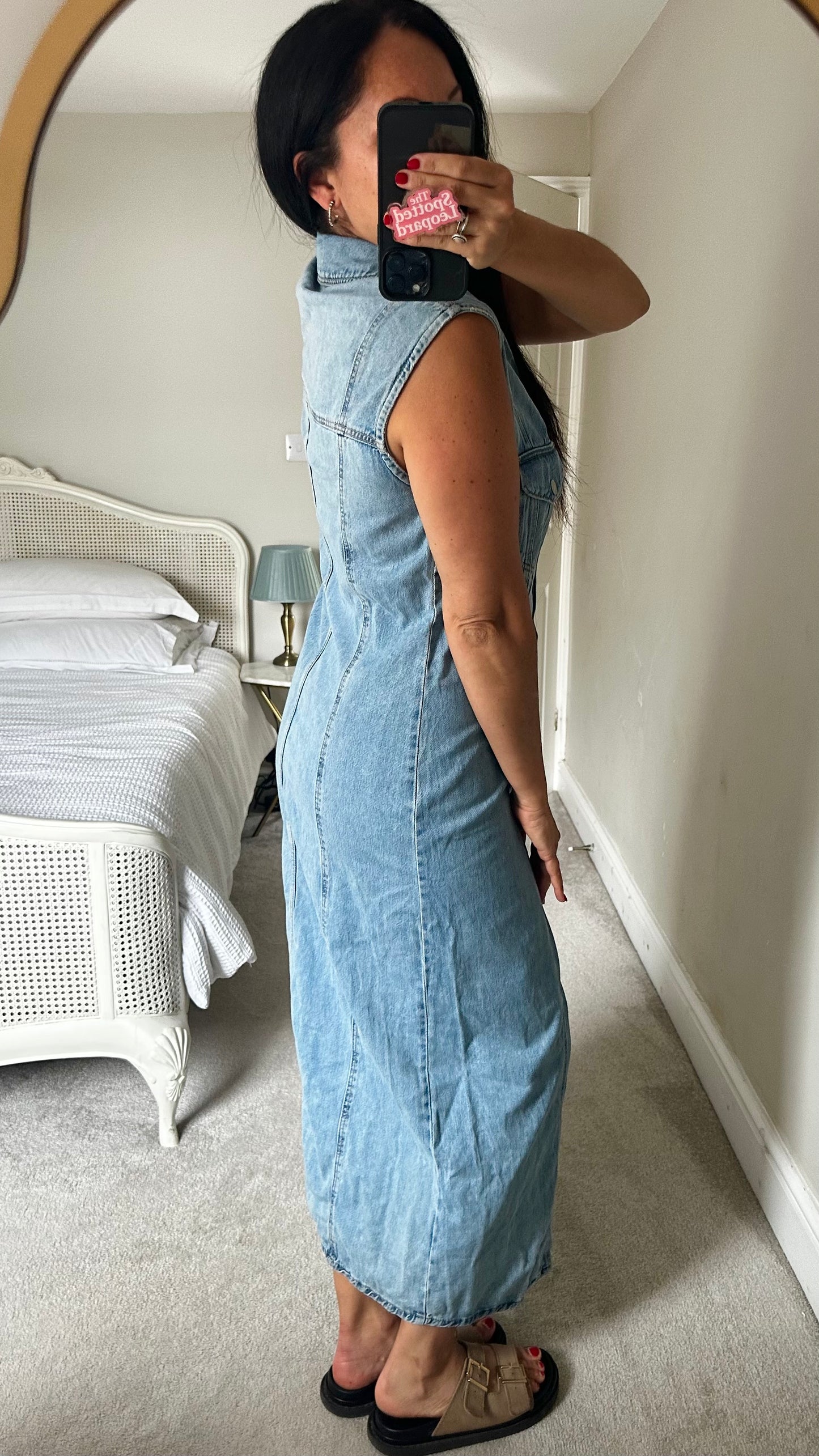 Zara denim jeans button up maxi long dress medium UK 12 vgc casual