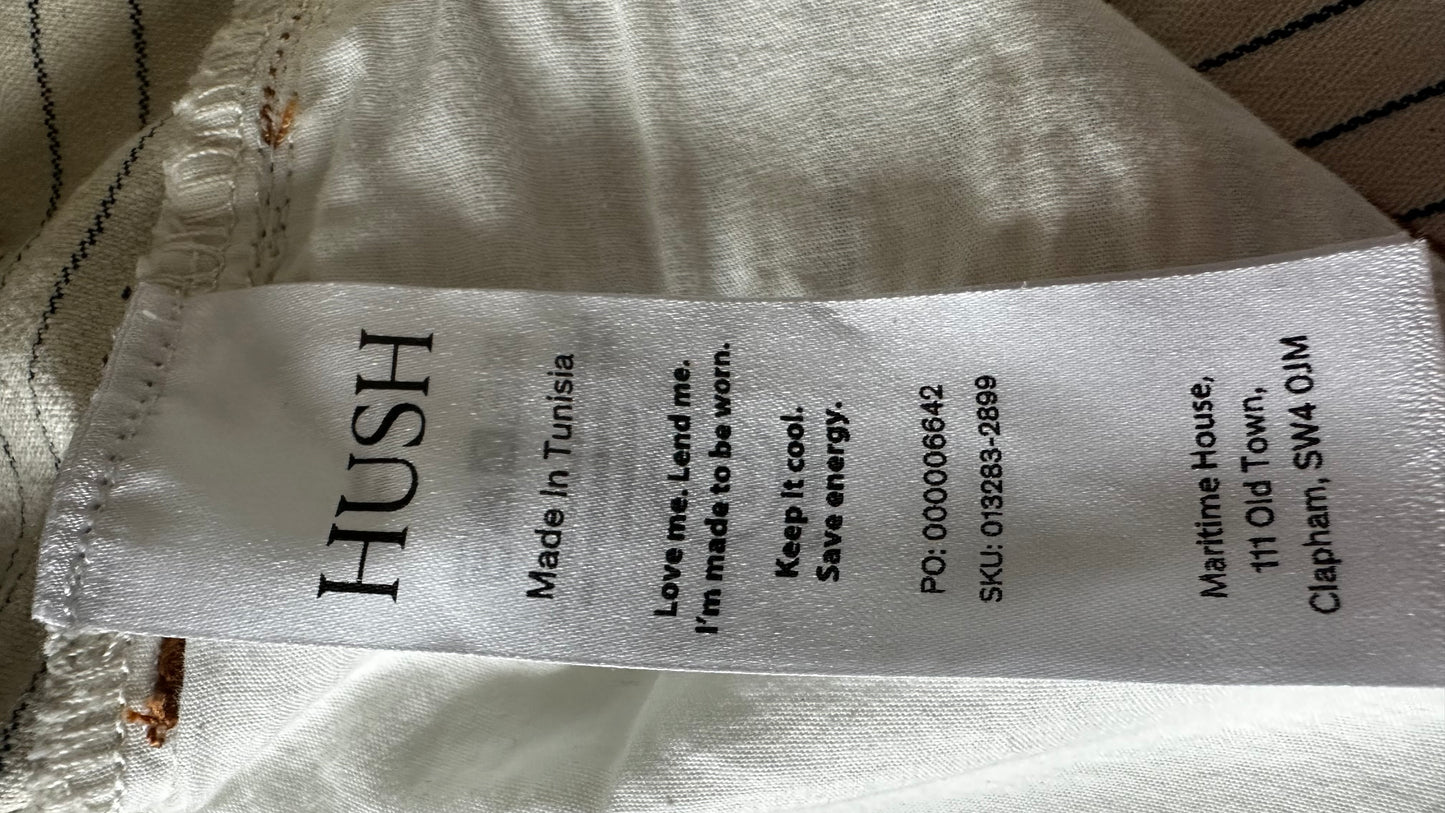 HUSH cream stripe shorts cotton holiday small UK 10-12 vgc