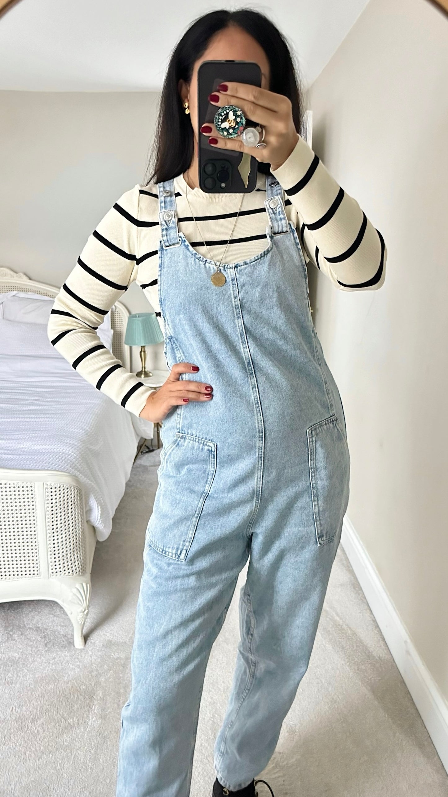 Zara light blue denim dungarees medium M UK 10 vgc