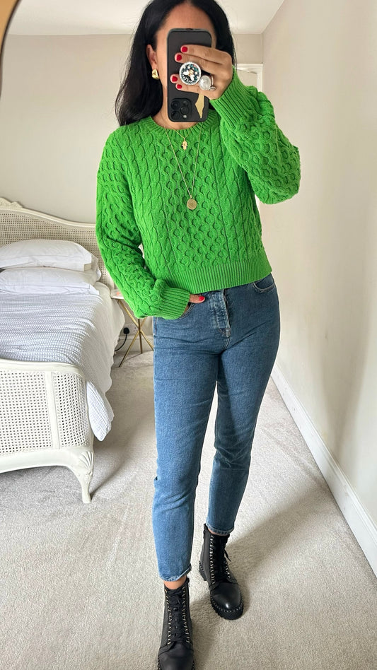 & other stories pea green knitted jumper large UK 12 vgc w25