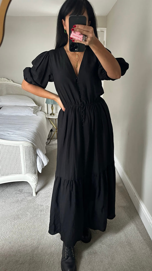 & other stories black button up maxi dress UK 12 vgc