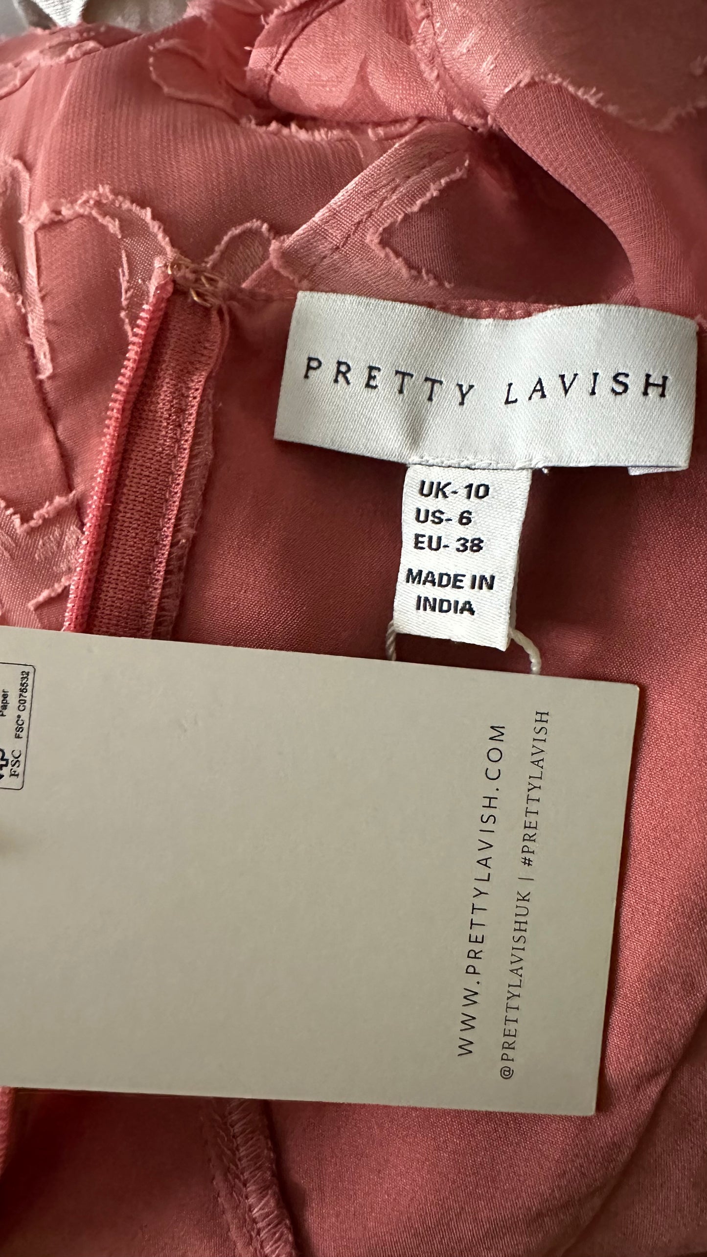 Pretty Lavish dusky pink floral wedding guest midi small UK 10 new bnwt