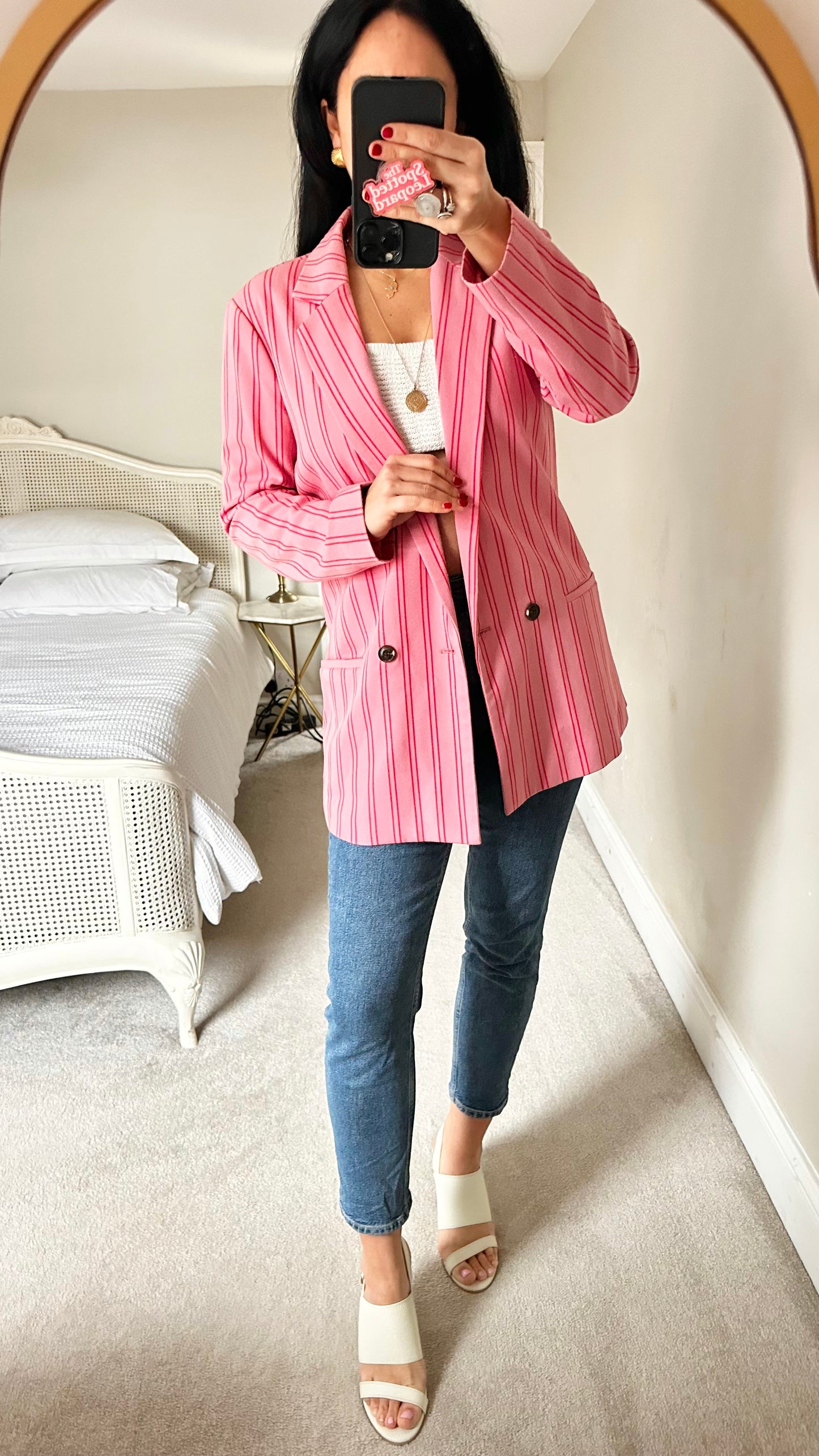 MSCH Copenhagen rose pink stripe oversized blazer jacket small UK 8-10 vgc