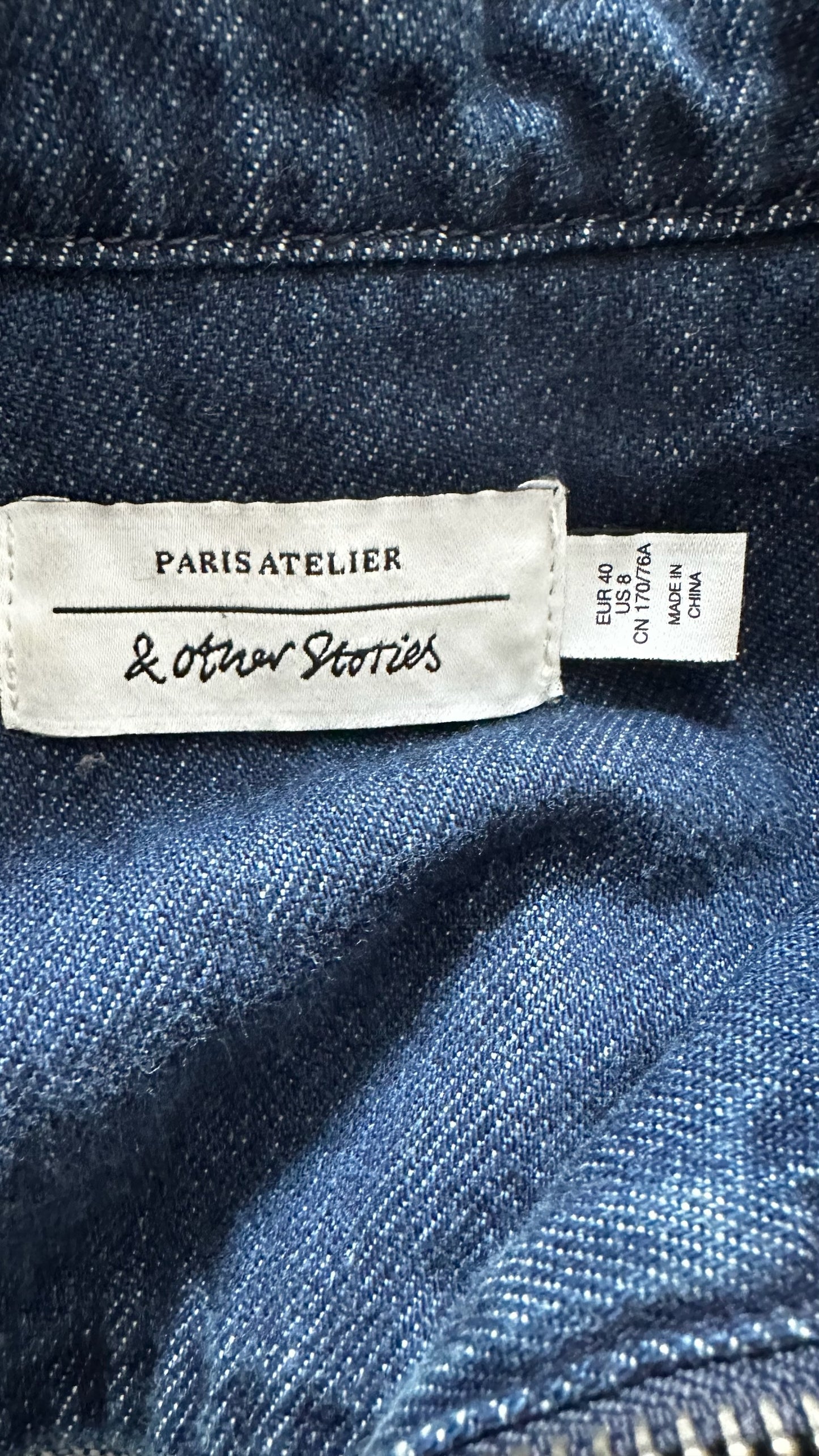 & other stories navy blue denim jumpsuit large UK 12 vgc