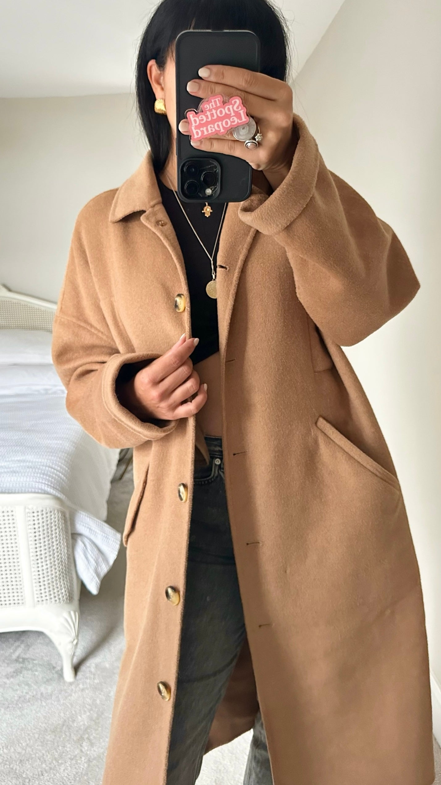 Second female Copenhagen camel wool blend coat large UK 12 vgc