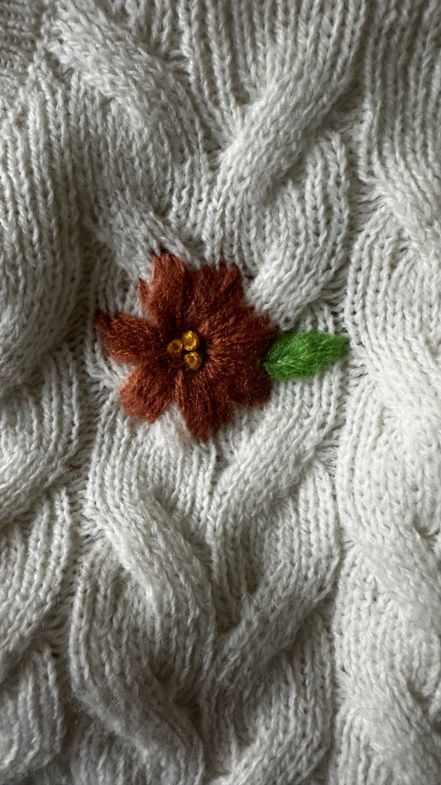 Numph @ Anthropologie cream knitted flower vintage look medium UK 10-12 vgc wool blend