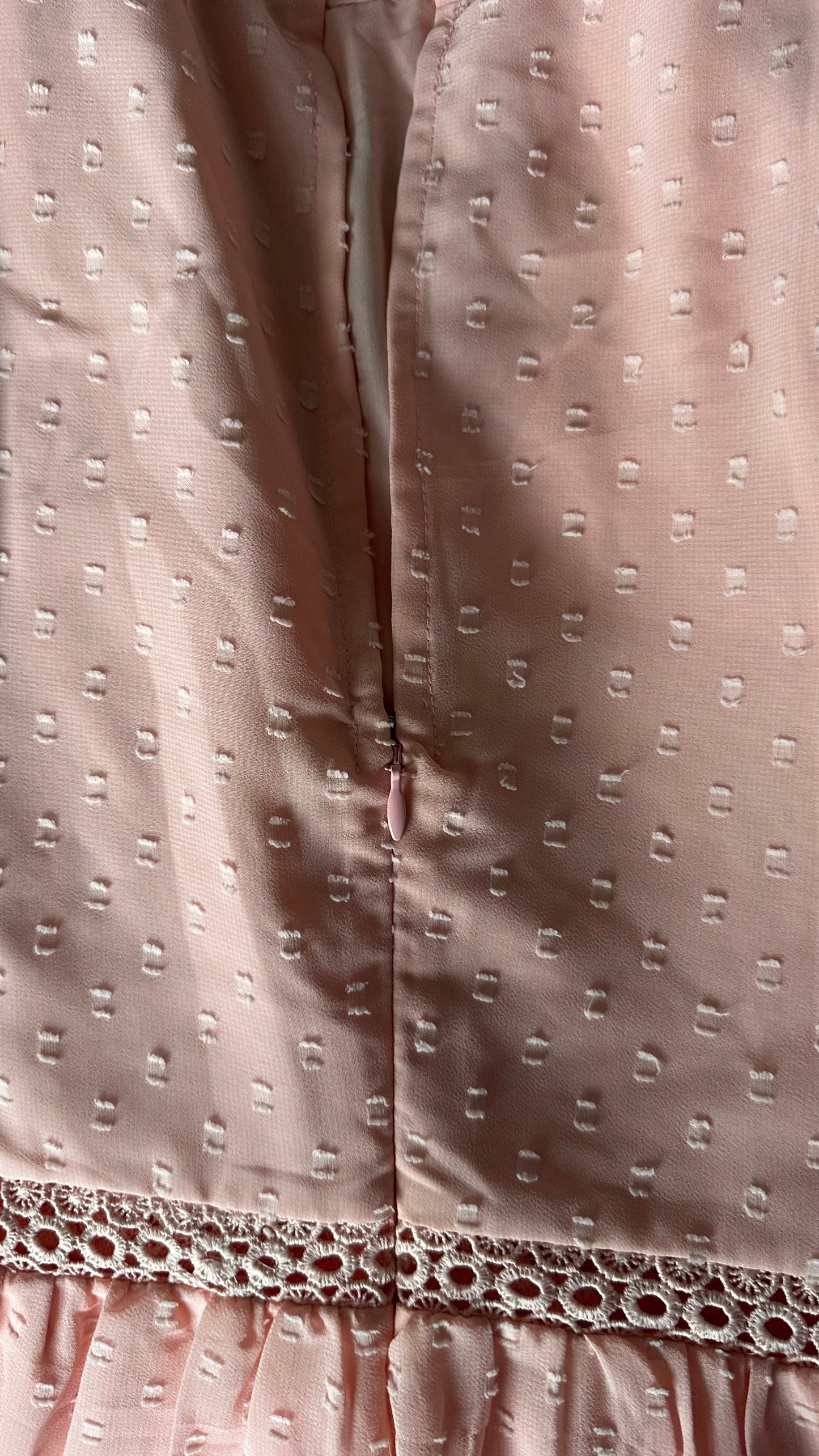 ASOS light pink embroidered mini dress petite UK 8 vgc event