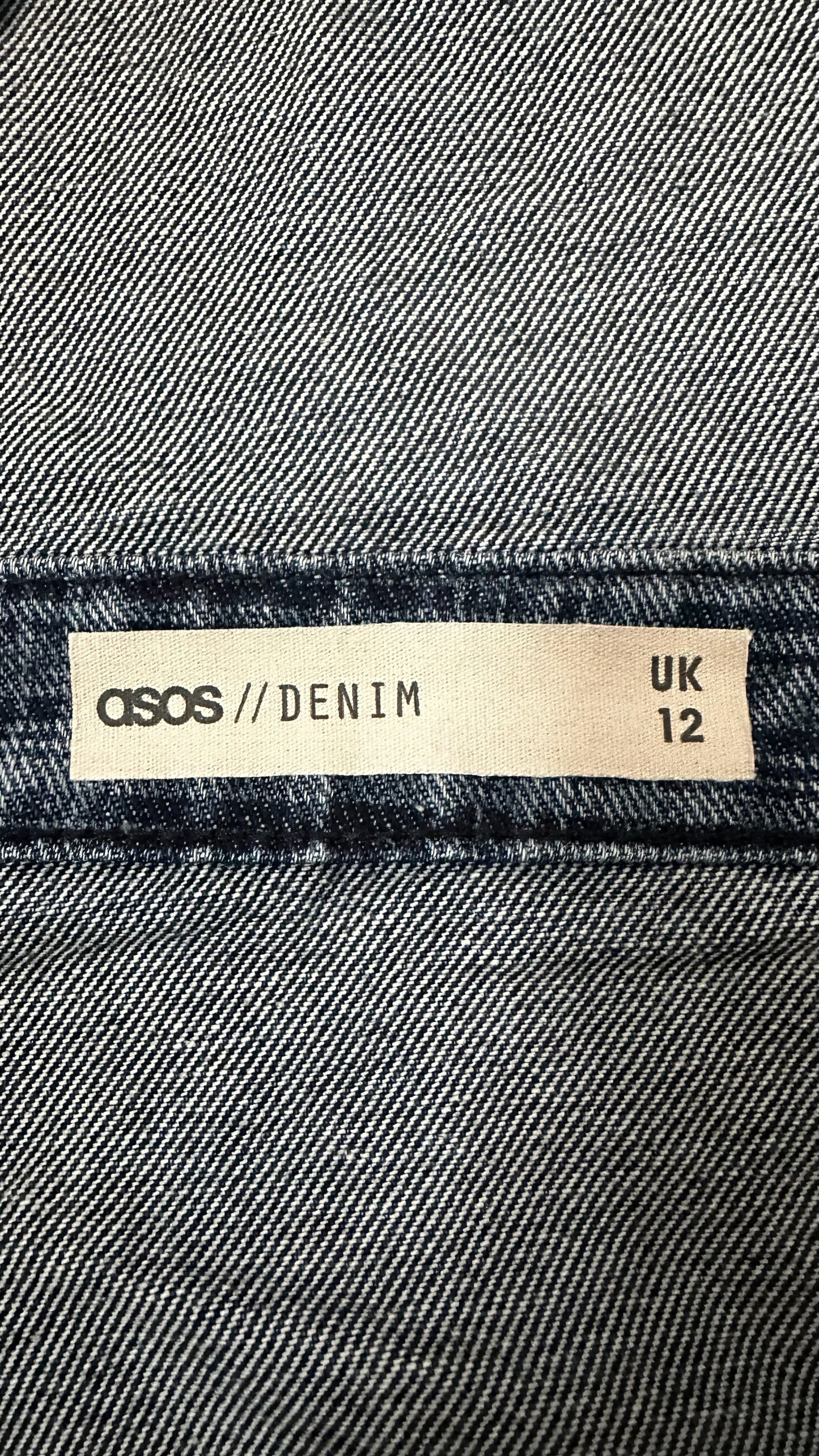ASOS casual gingham check denim dungaree dress UK 12 vgc