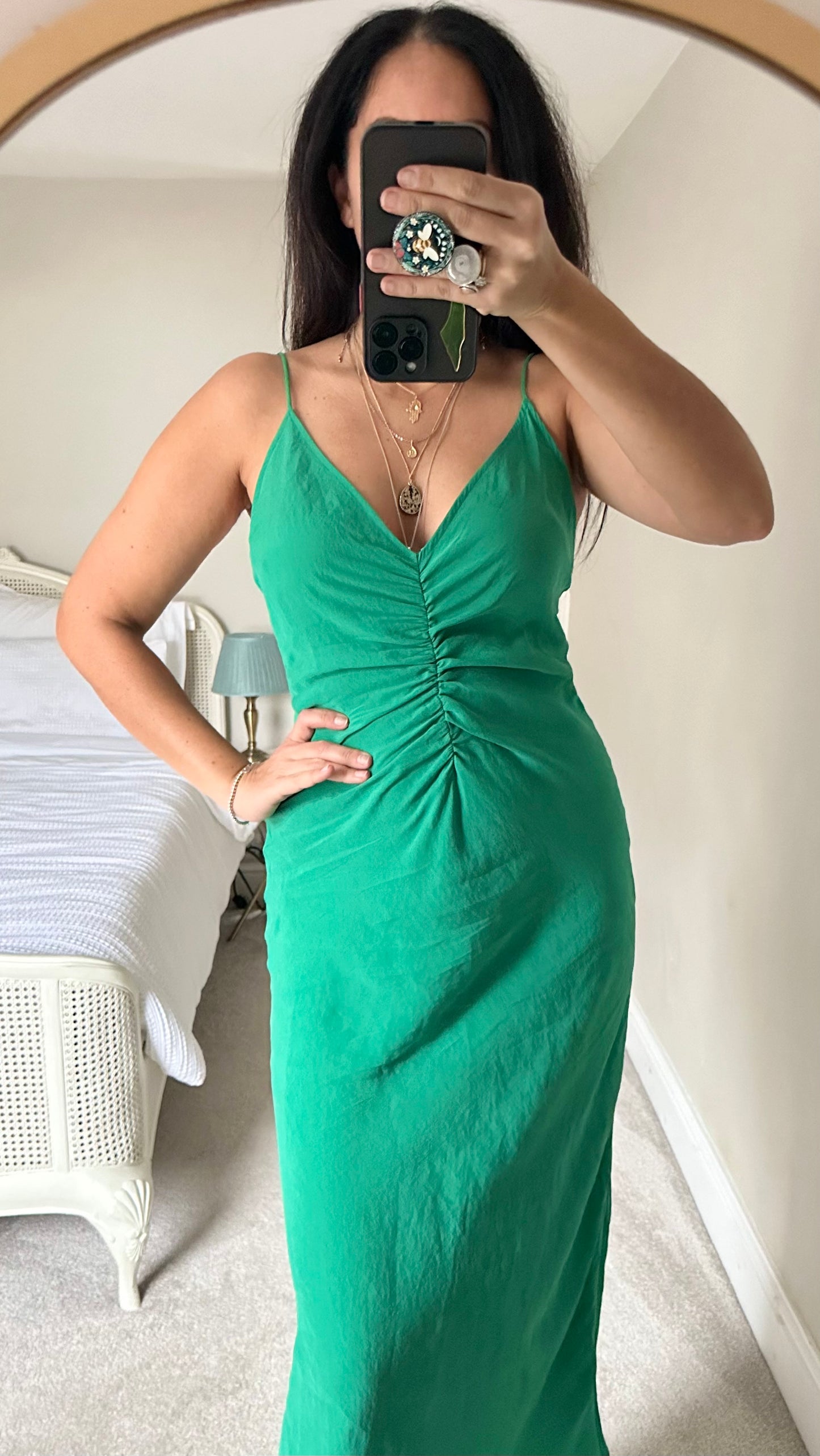 Zara bright green slip midi event dress small medium UK 8-10 vgc