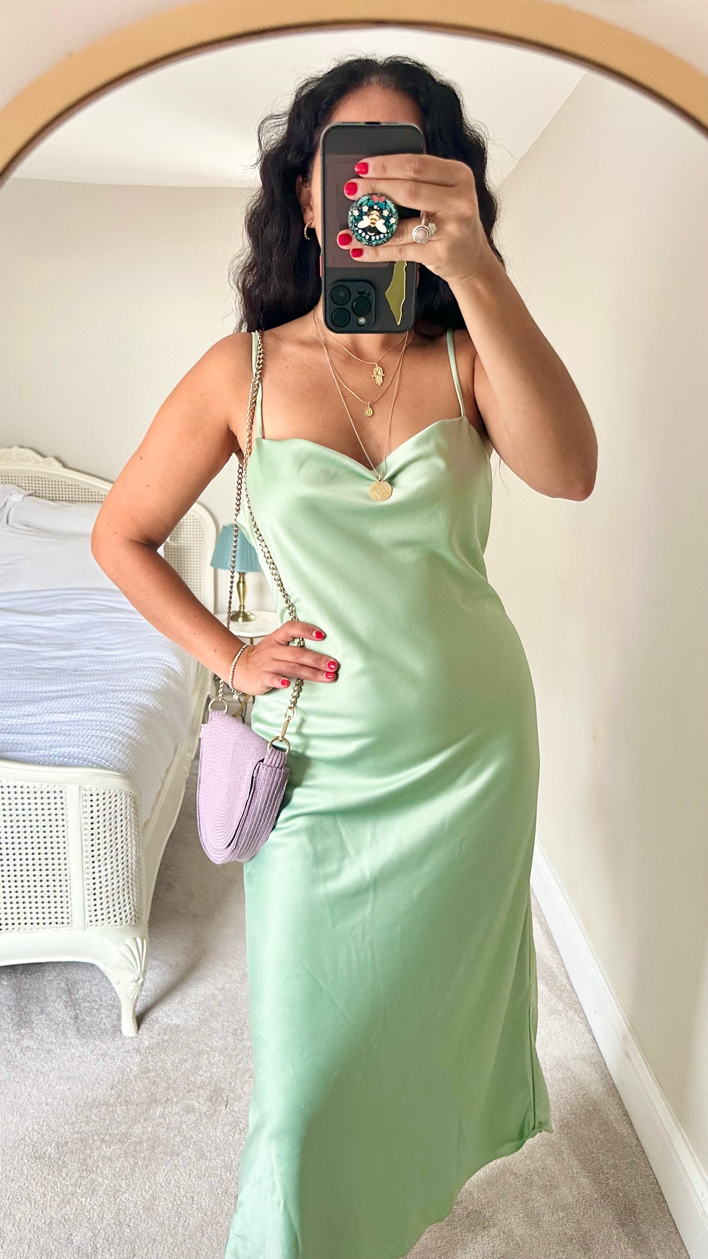 Warehouse light green slip midi dress extra large UK 12-14 vgc