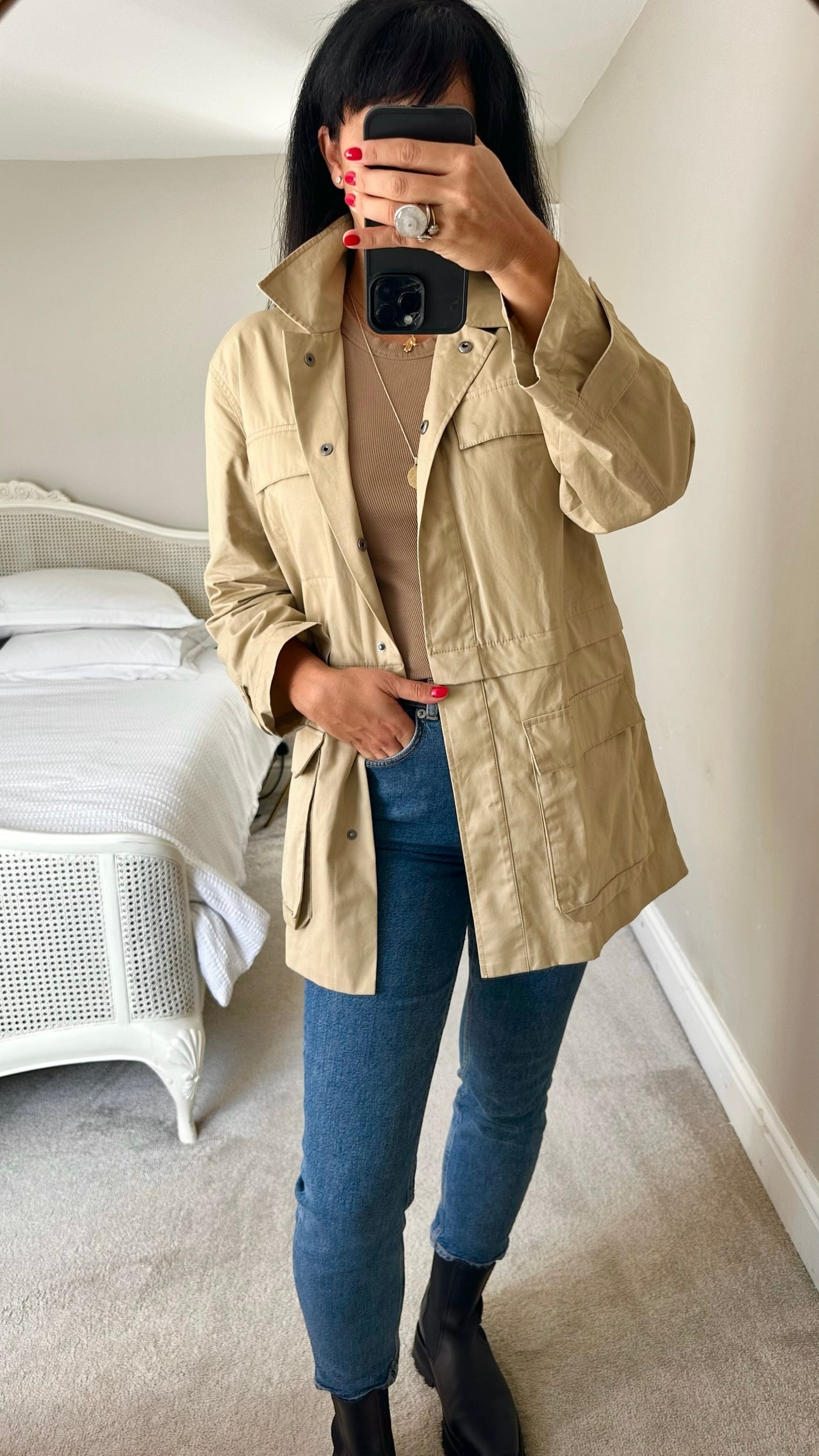 &other stories beige camel utility mac jacket medium M UK 10 excellent used condition