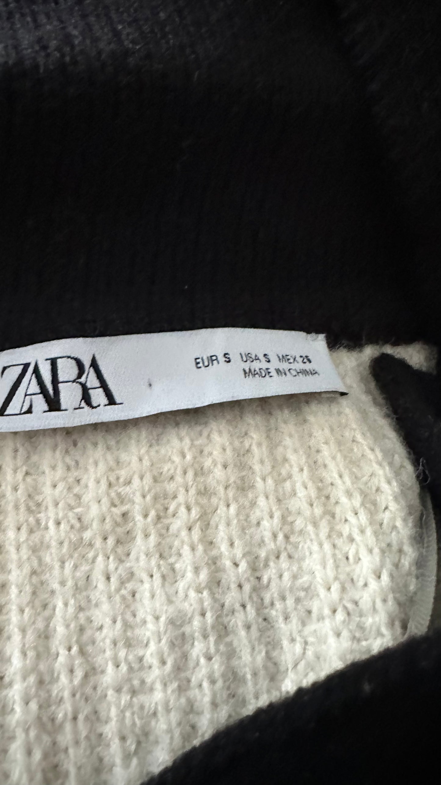 Zara black white cream monochrome knitted jumper cardigan small UK 8 10 new