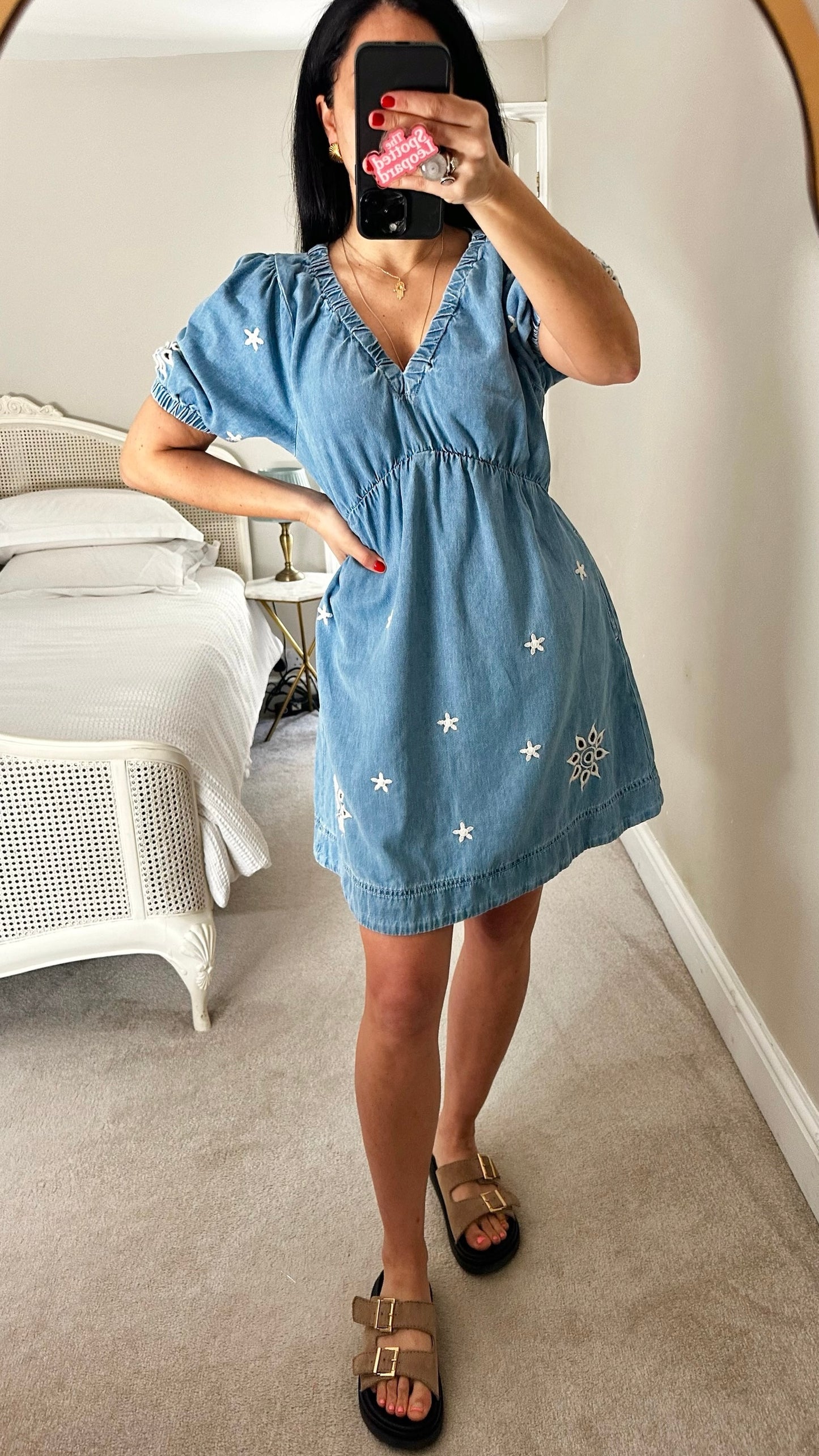 Oliver Bonas blue denim jeans mini dress small UK 10 vgc