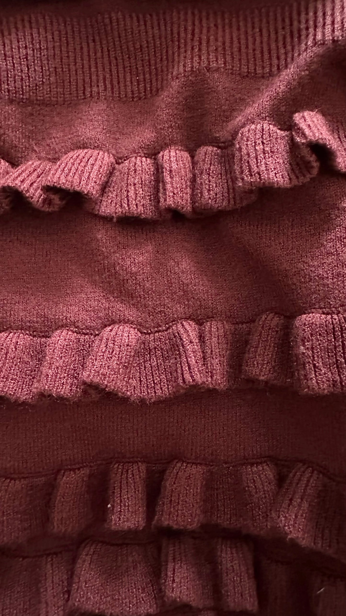 Topshop burgundy red frill detail jumper large L 12 14 vgc