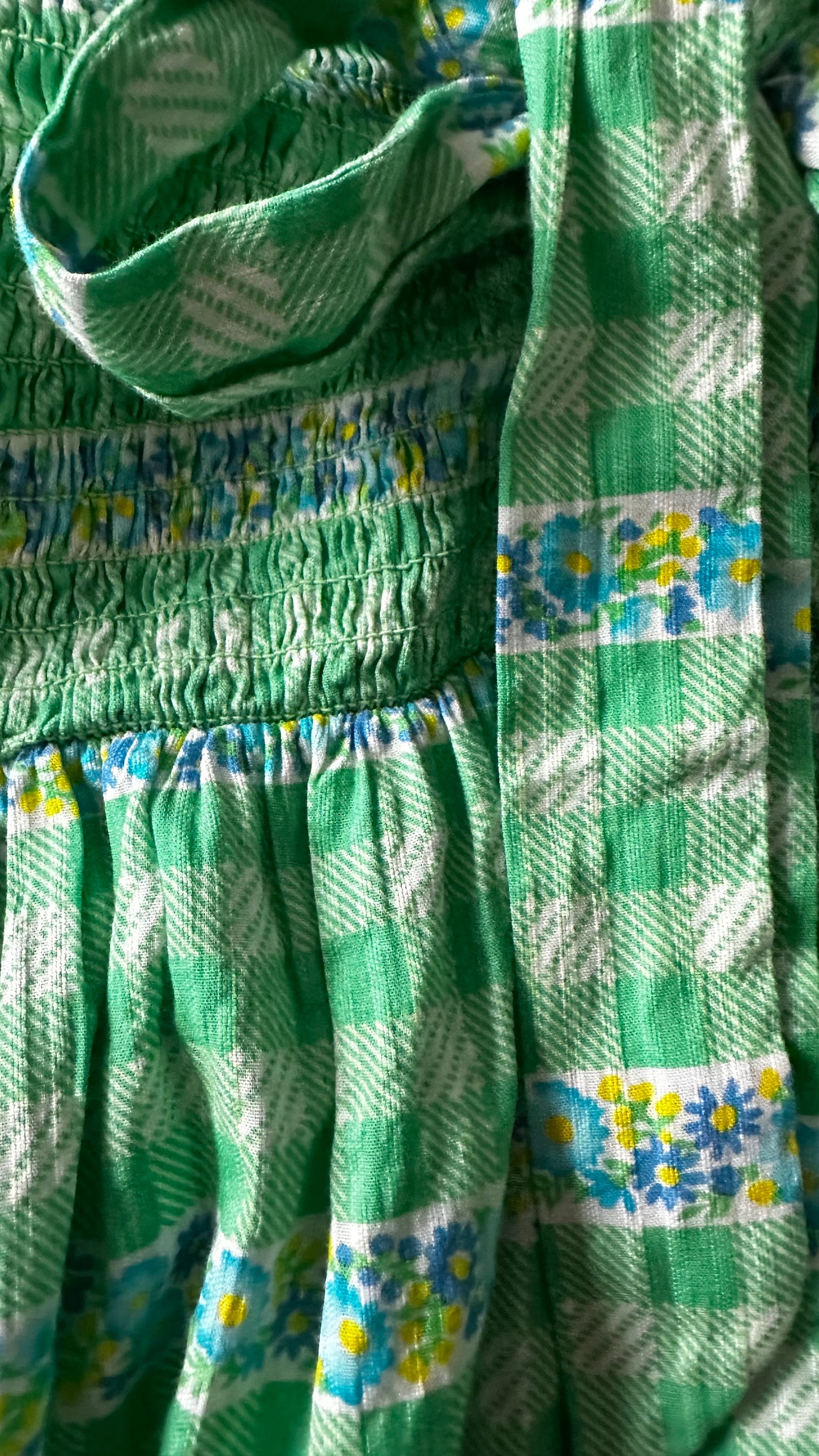 Damson Madder bright green gingham check front tie maxi holiday dress medium UK 14 new bnwt
