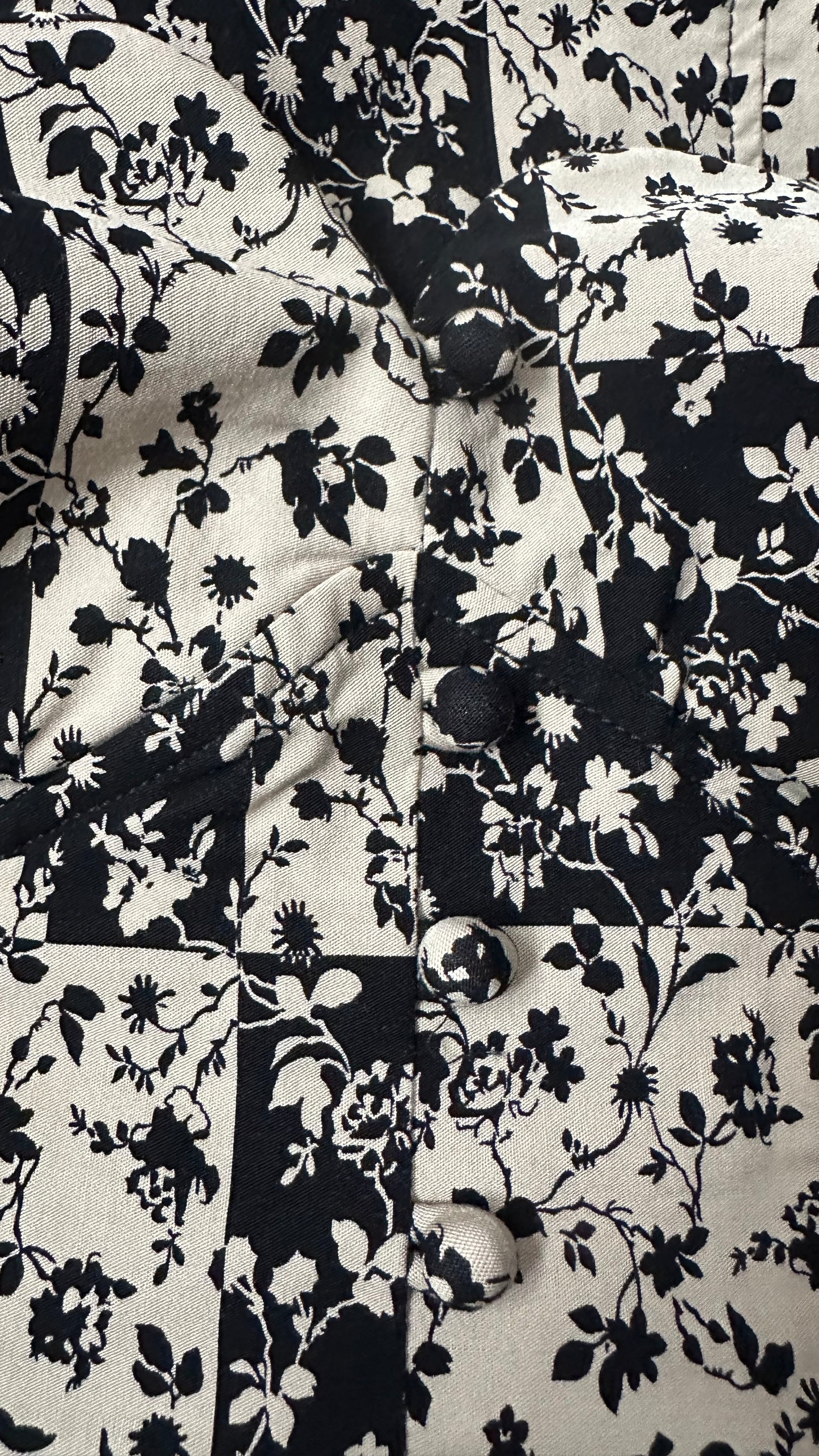 Anthropologie black beige floral chequered midi small UK 10 vgc holiday