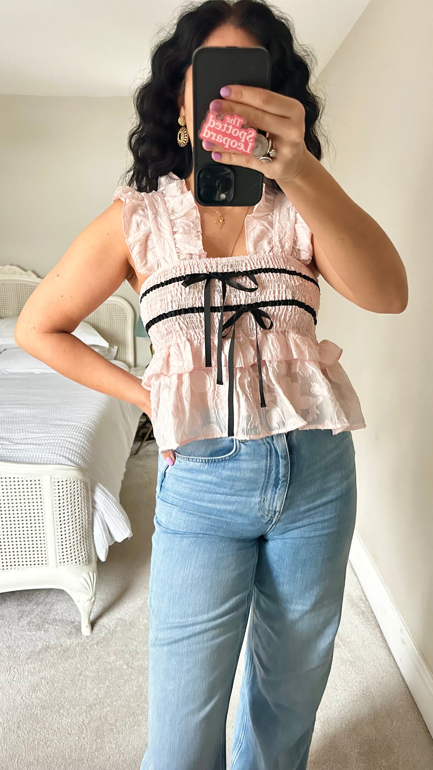 Sister Jane pink brocade rose top small UK 8-10 new bnwt