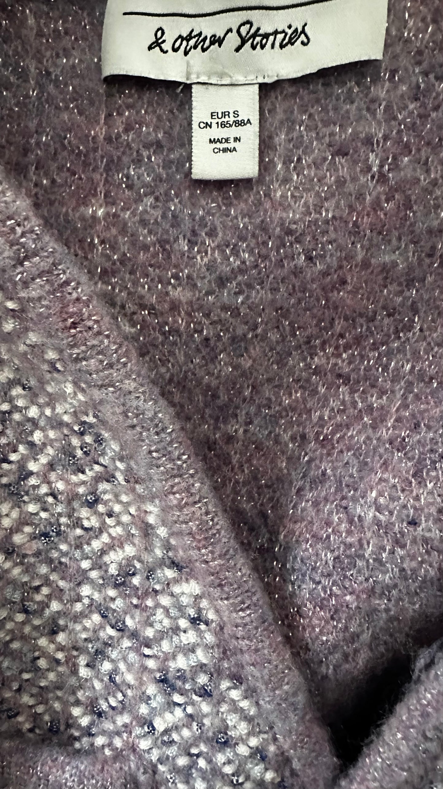 & other stories lilac knitted cardigan cropped small UK 8-10 vgc