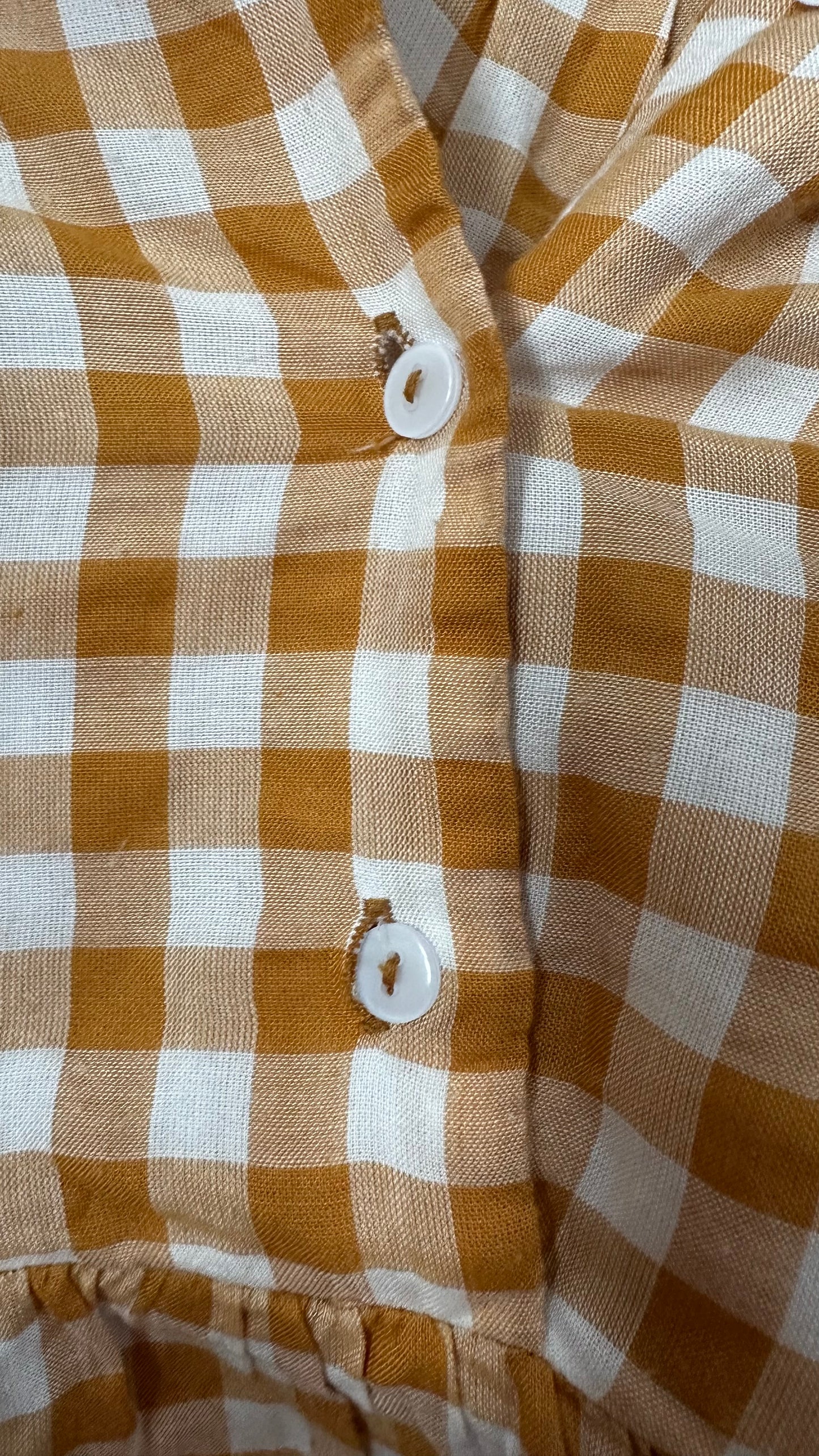 Warehouse ochre white gingham check mini sun dress small UK 8 holiday vgc