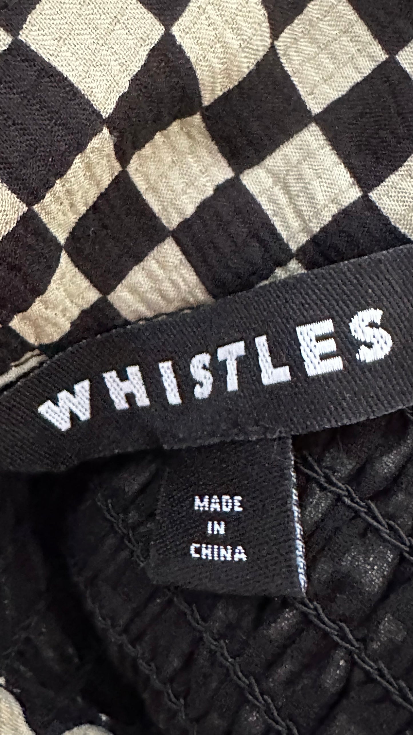 Whistles black cream chequered midi long dress UK 12 vgc event