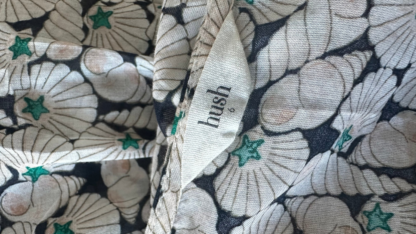 Hush shell seaside print maxi long cotton dress tiered extra small UK 6-8 vgc