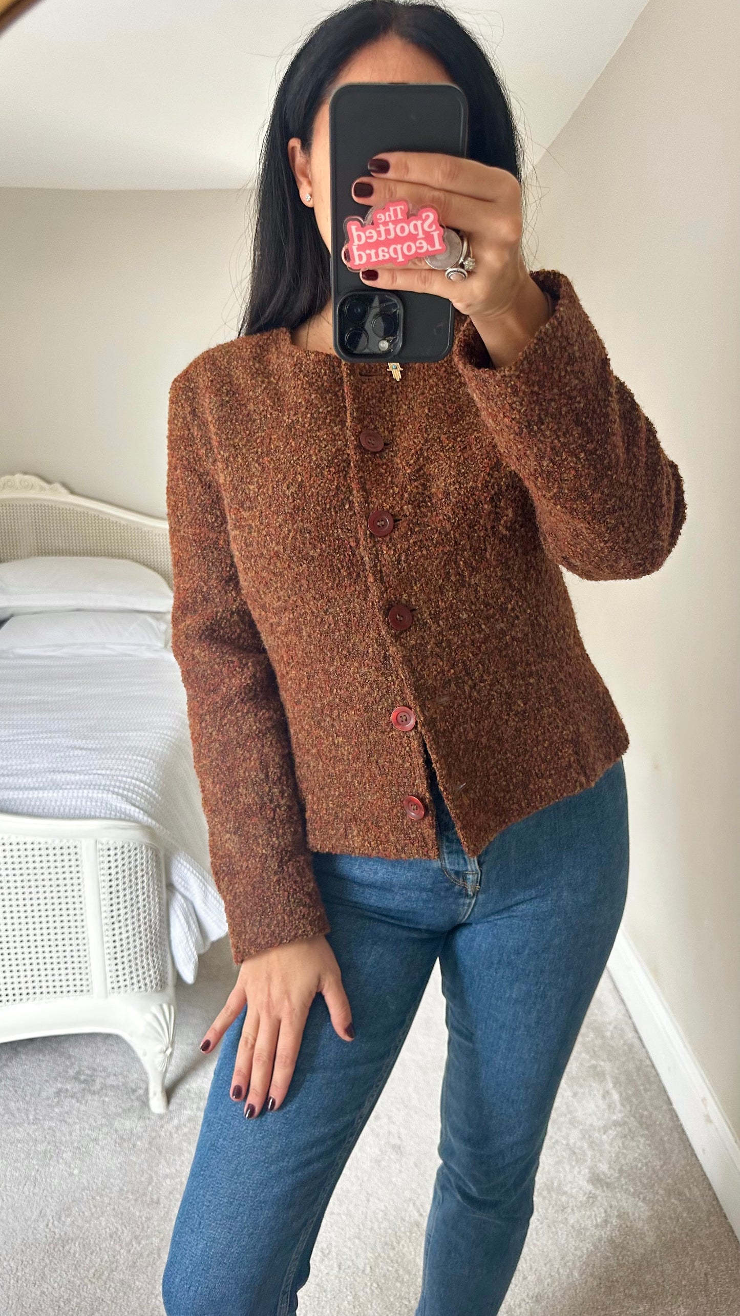 Nightingales brown vintage wool blend jacket coat large extra large UK 14 vgc