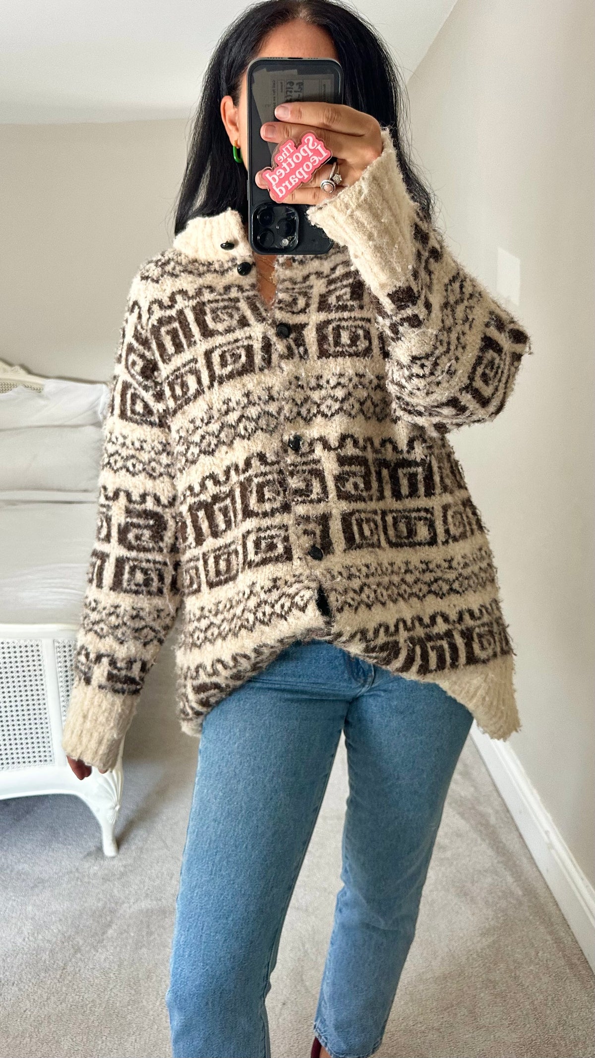 Damson Madder cream brown chunky knit cardigan jumper knitted oversized UK 12-14 vgc