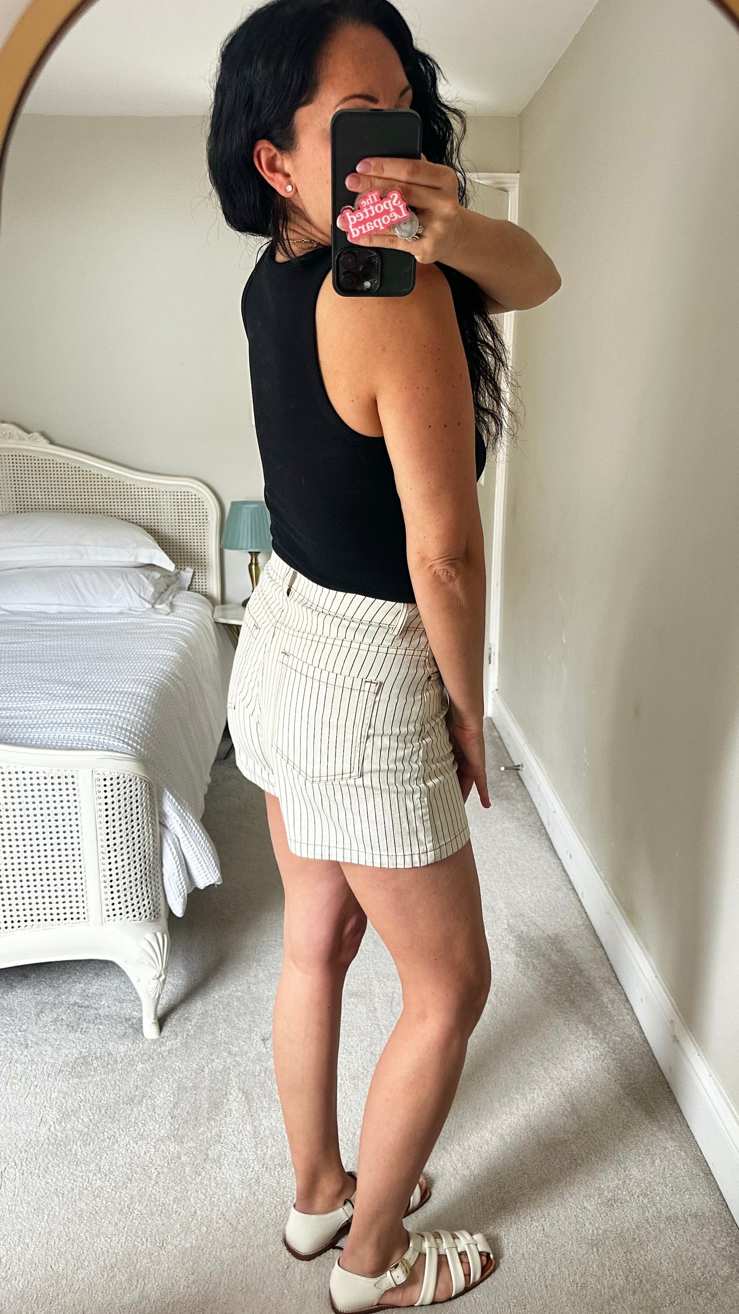 HUSH cream stripe shorts cotton holiday small UK 10-12 vgc